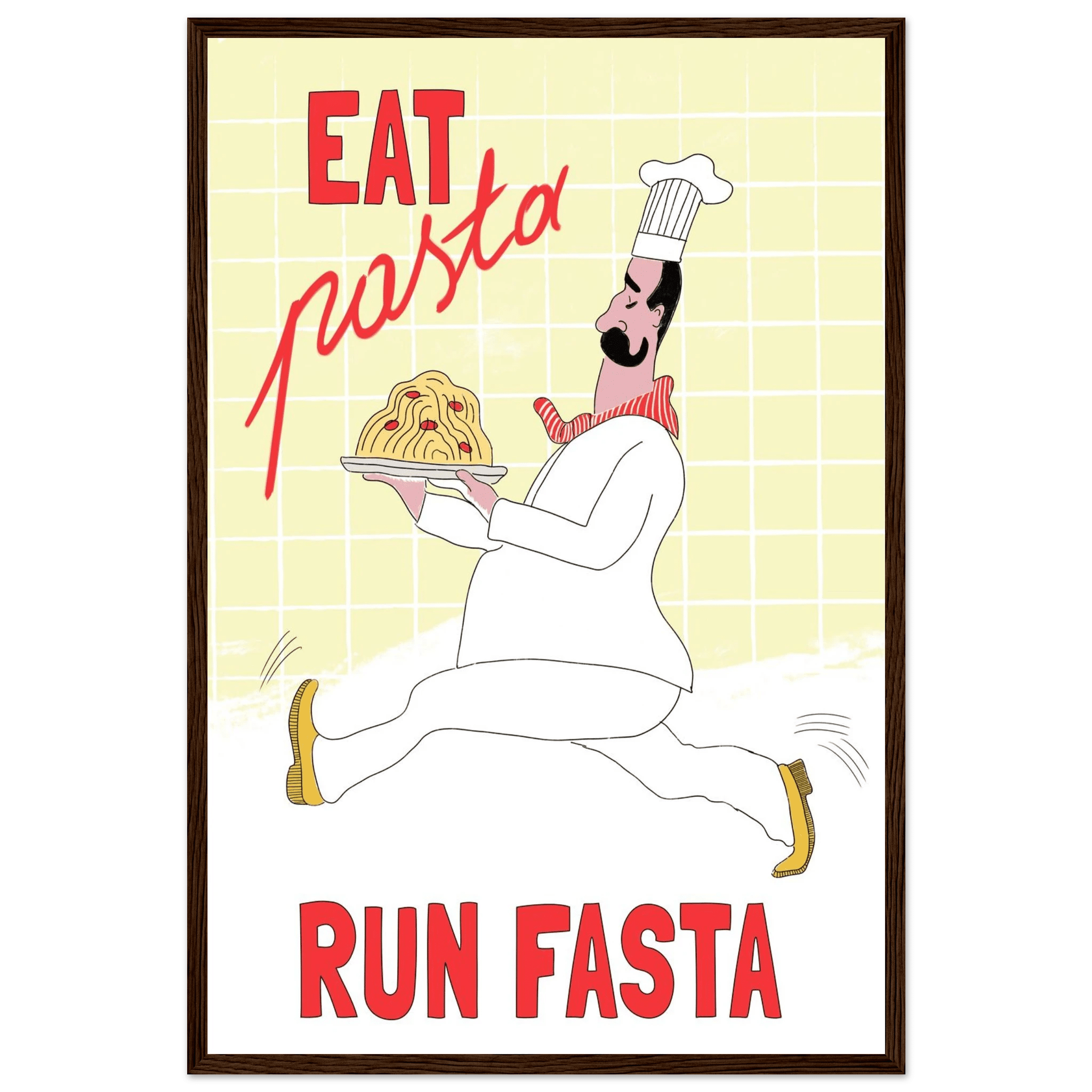 Eat Pasta Run Fasta Poster – Playful Kitchen Wall Art Print (Digital & Printed Options) - Evergreen Posters