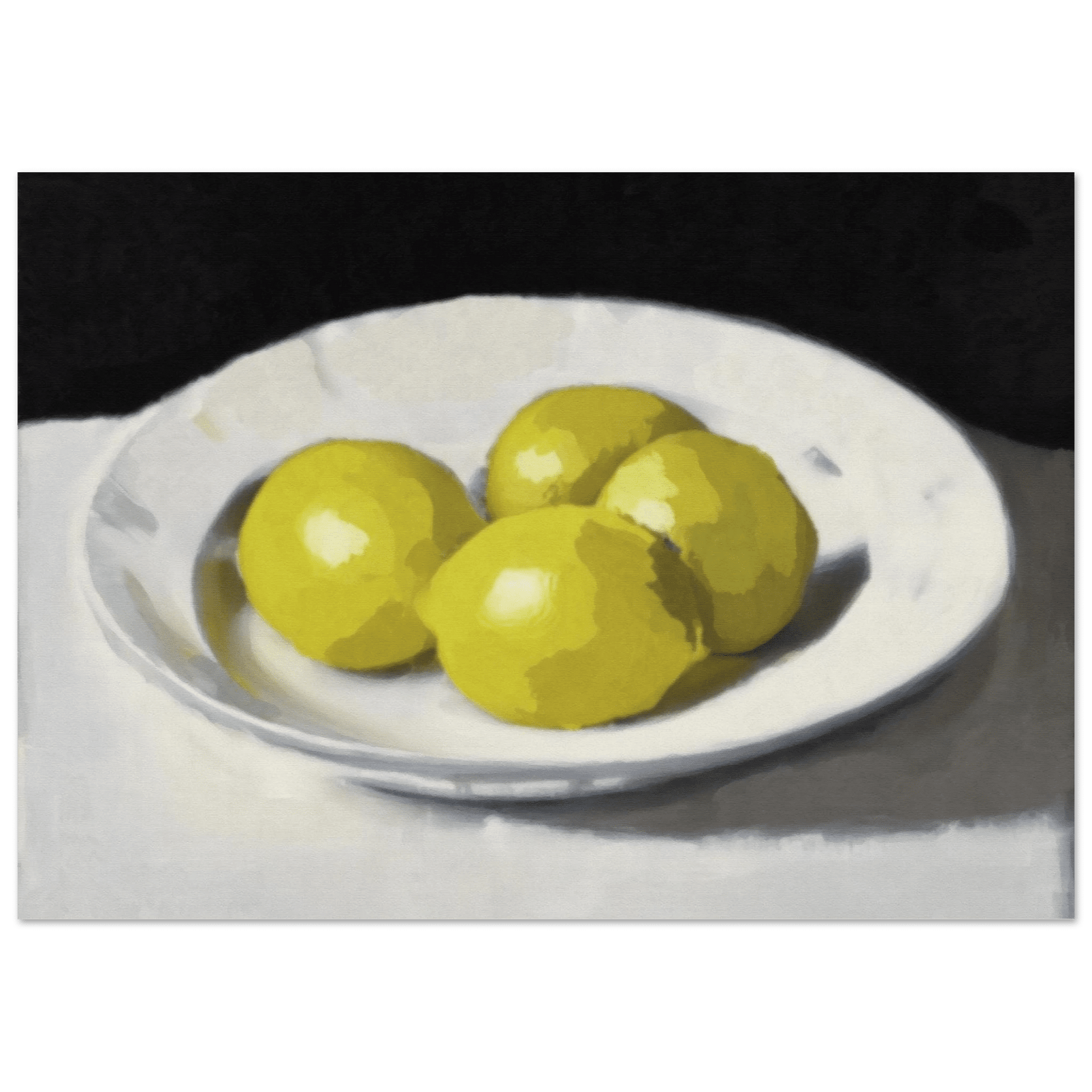 Lemons Print | Three Lemons Oil Painting Wall Art | Kitchen Still Life Poster - Evergreen Posters