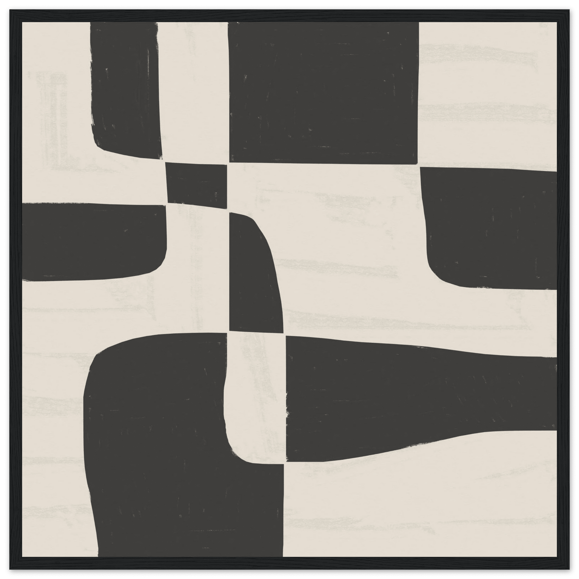 Black & White Abstract Poster | Minimalist Geometric Wall Art | Modern Living Room Print - Evergreen Posters