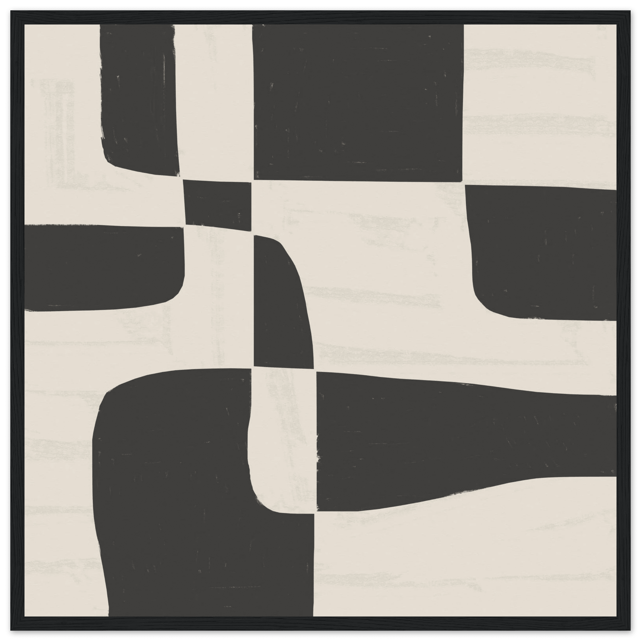 Black & White Abstract Poster | Minimalist Geometric Wall Art | Modern Living Room Print - Evergreen Posters