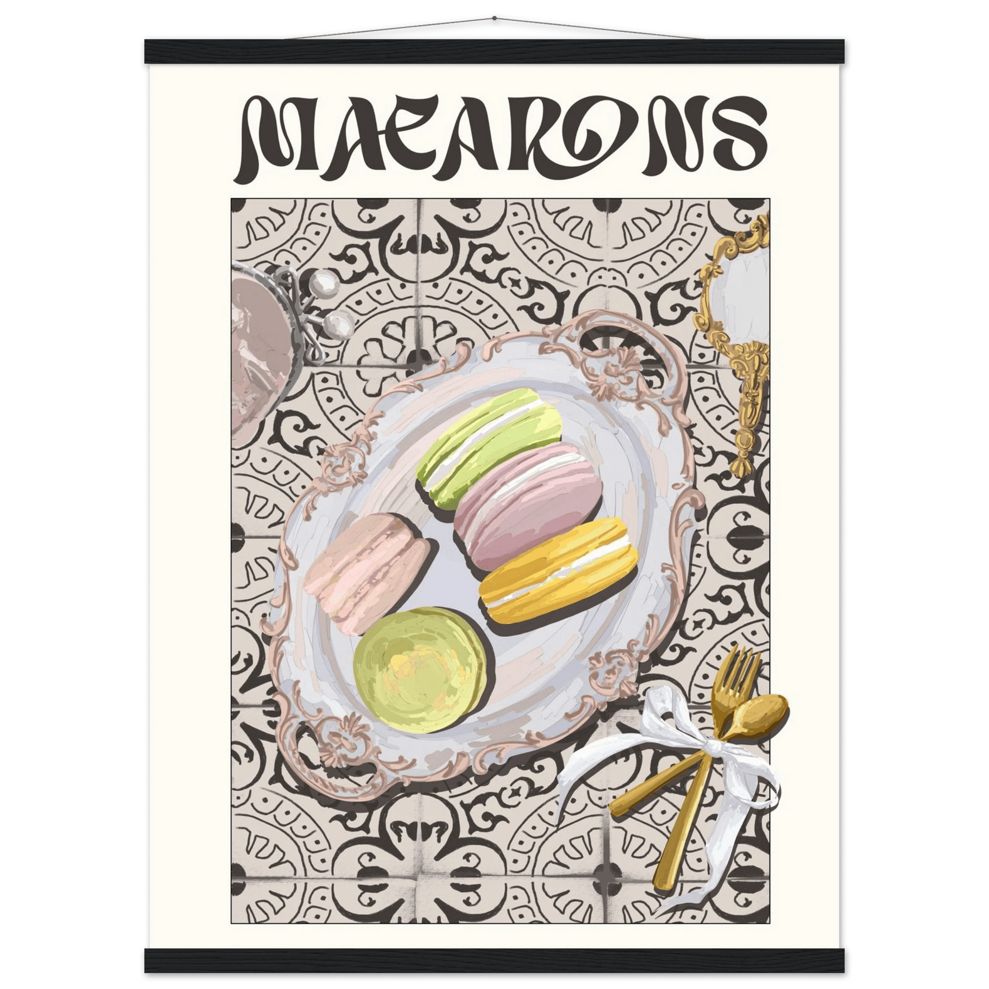 Macarons Poster – Playful French Patisserie Kitchen Wall Art Print (Digital & Printed Options) - Evergreen Posters