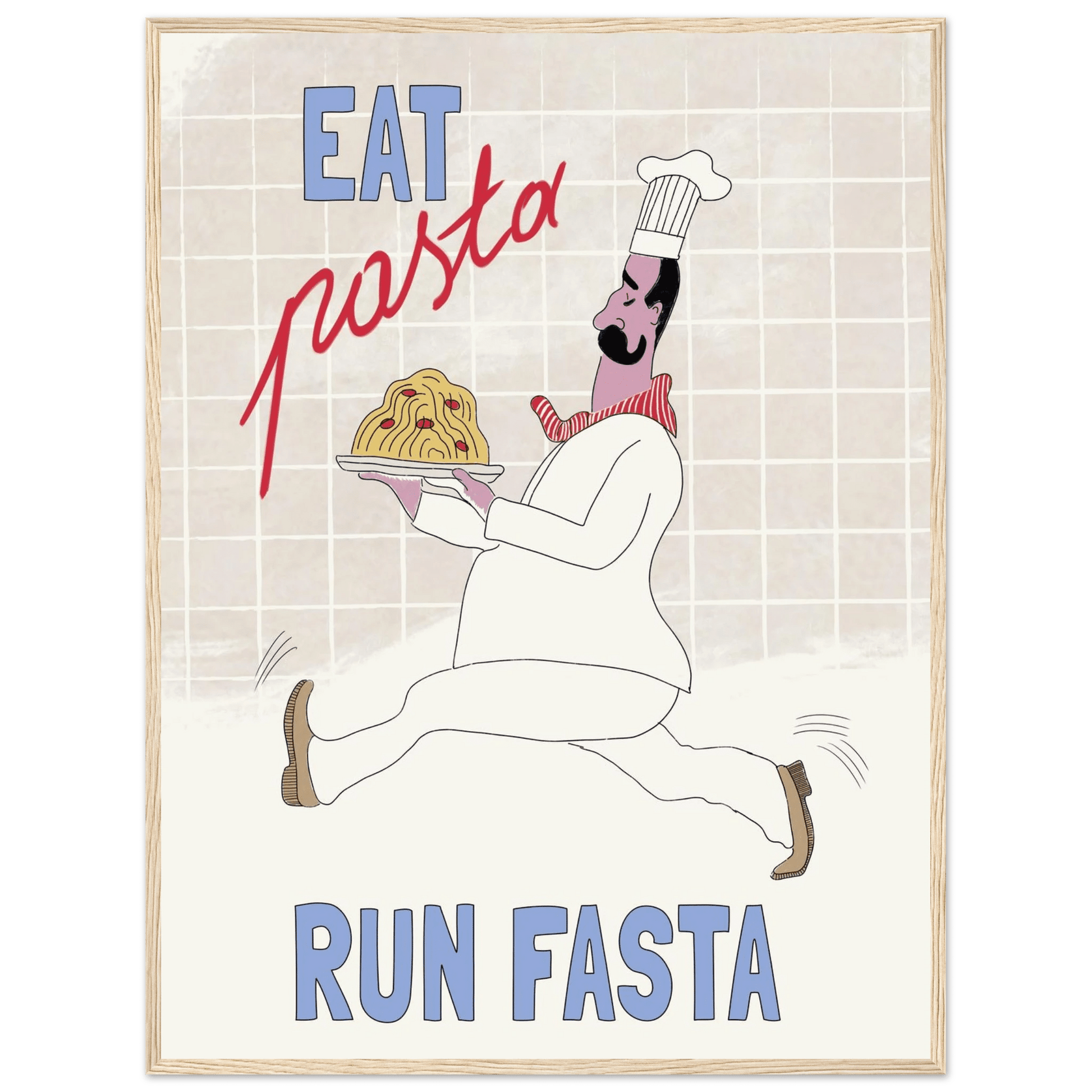 Eat Pasta Run Fasta Poster – Fun Kitchen Wall Art Print (Digital & Printed Options) - Evergreen Posters