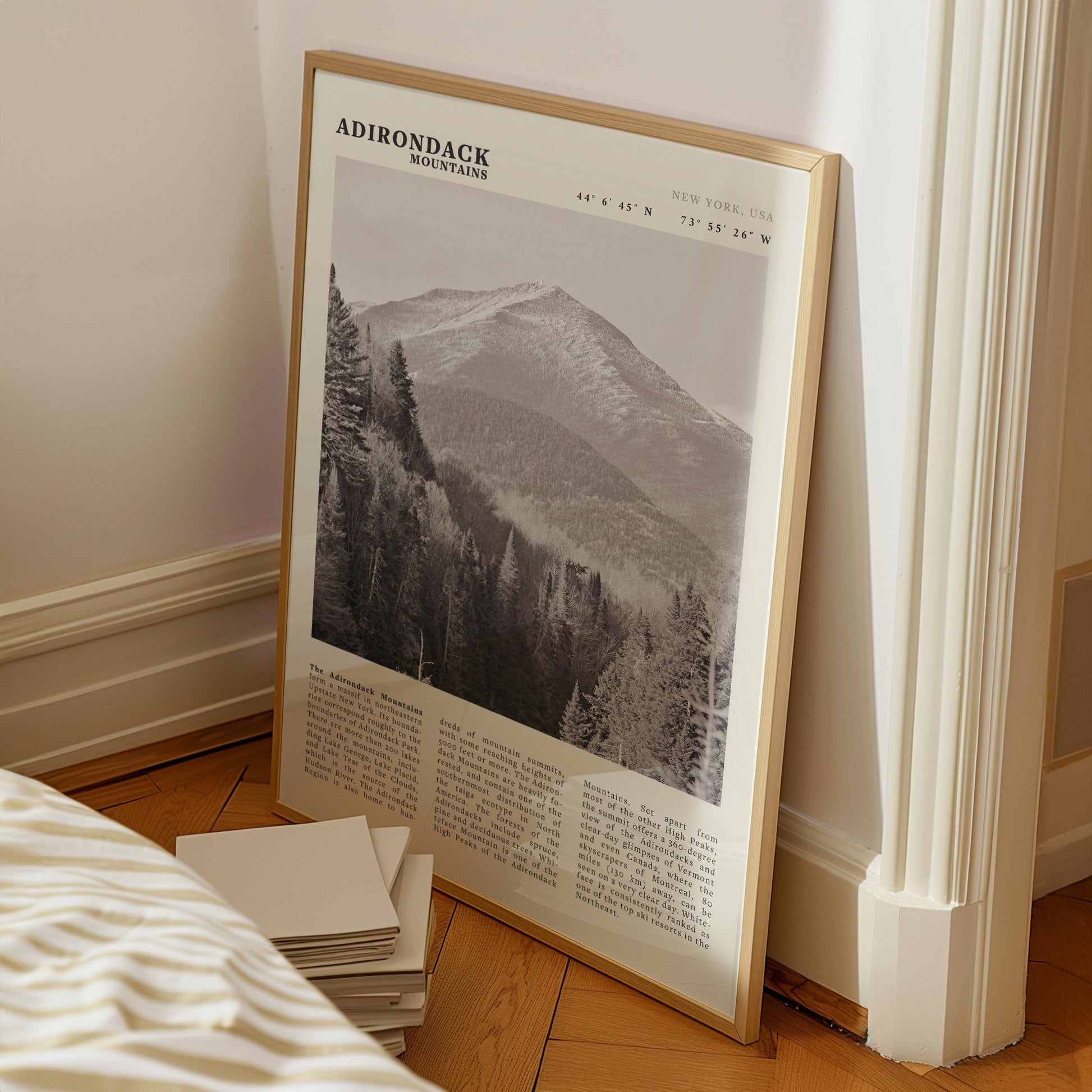 Adirondack Mountains Poster | Black & White New York Nature Wall Art | Hiking Print - Evergreen Posters