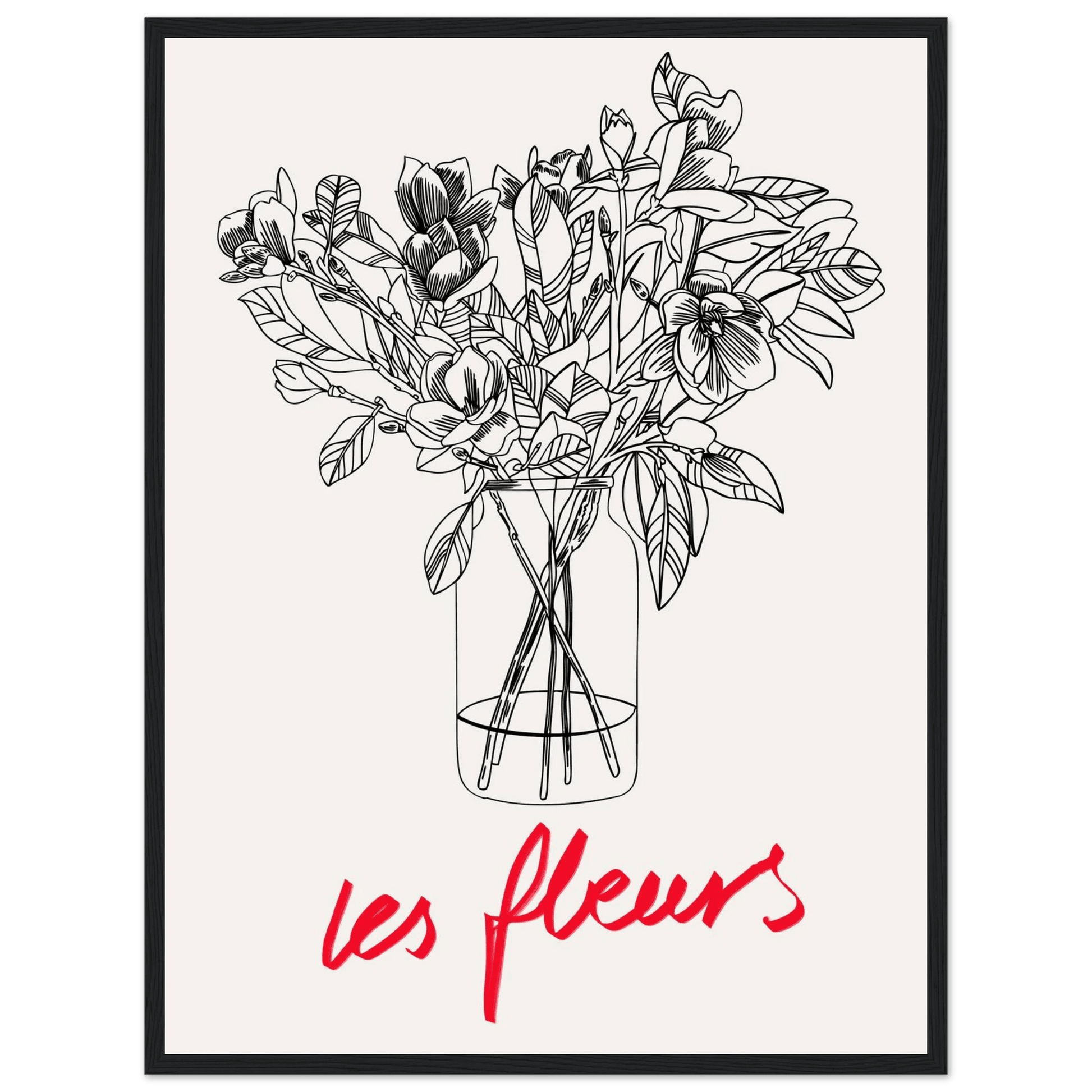 Les Fleurs Botanical Poster | French Flower Line Art Print | Minimalist Floral Wall Decor - Evergreen Posters
