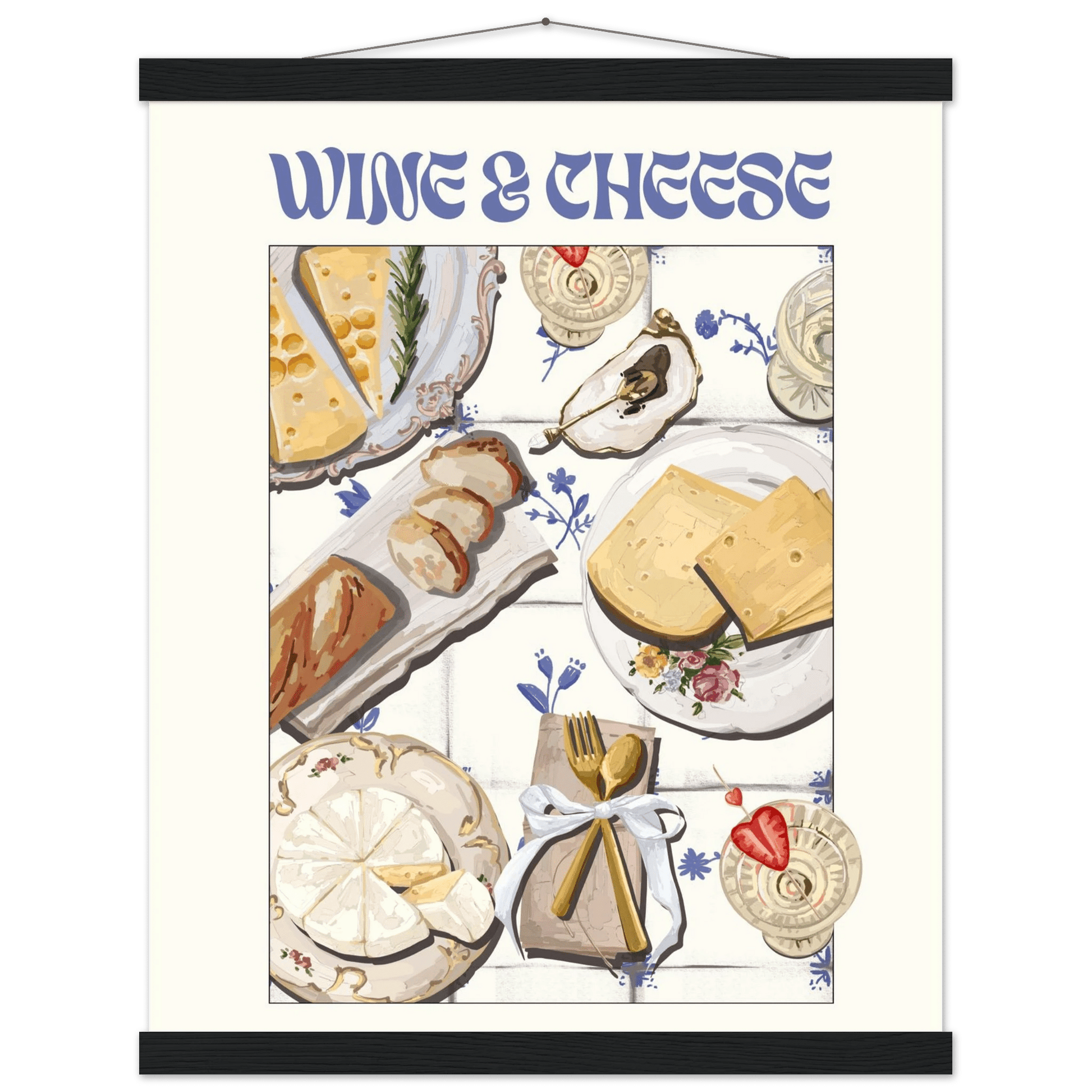 Wine & Cheese Poster – Elegant Kitchen & Dining Wall Art Print (Digital & Printed Options) - Evergreen Posters