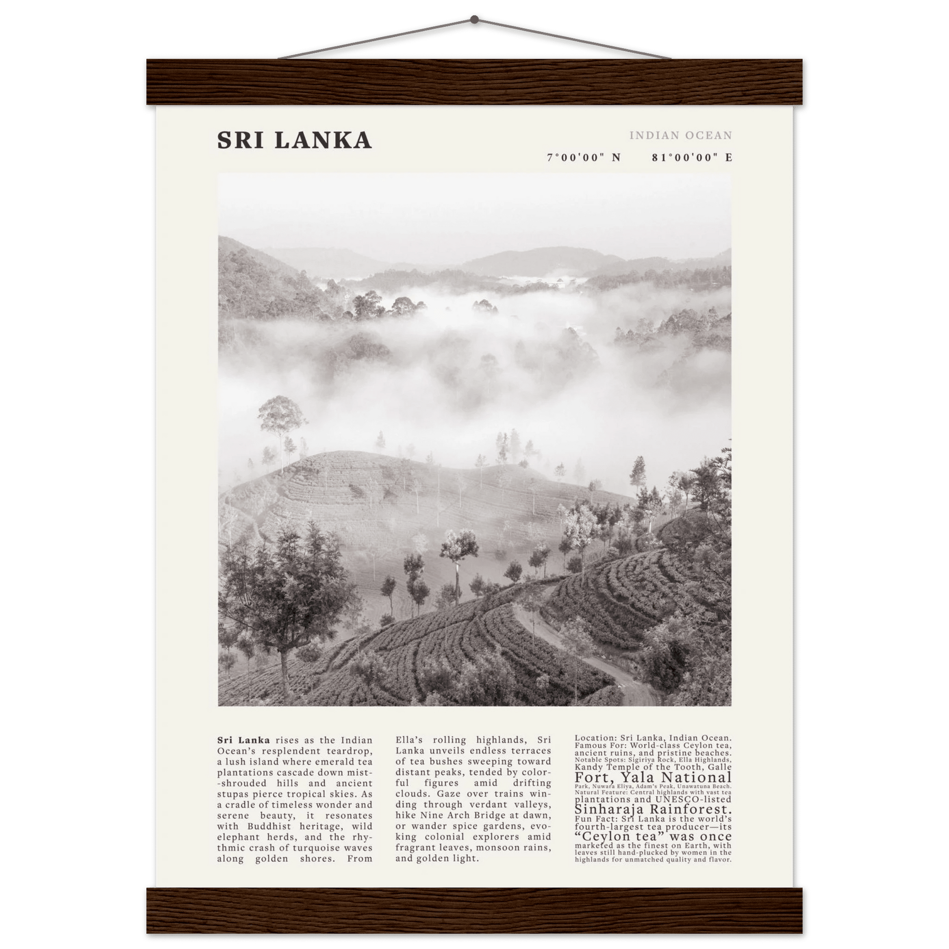 Sri Lanka Poster Black and White – Vintage Ceylon Tea Plantation Print (Digital & Printed Options) - Evergreen Posters
