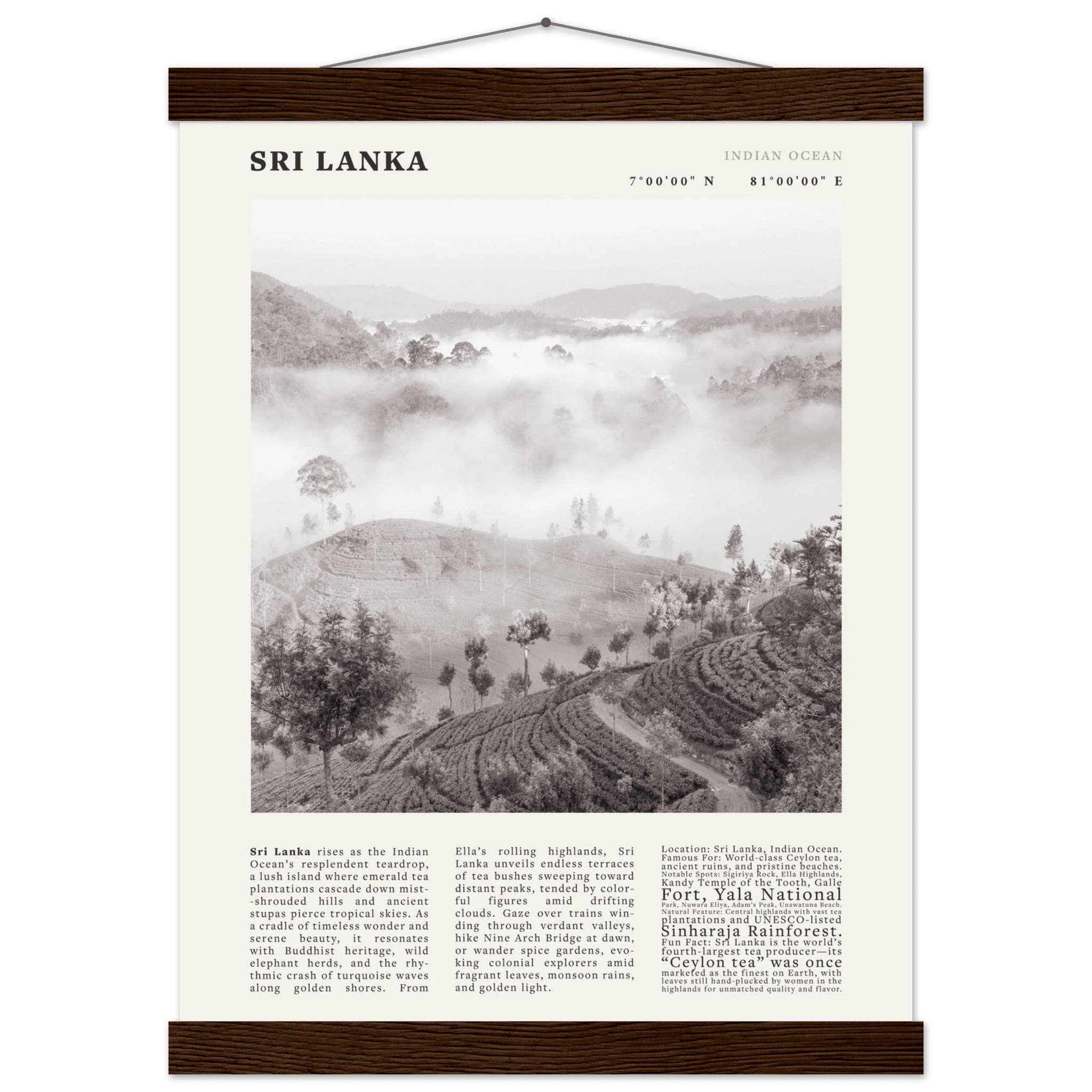 Sri Lanka Poster Black and White – Vintage Ceylon Tea Plantation Print (Digital & Printed Options) - Evergreen Posters