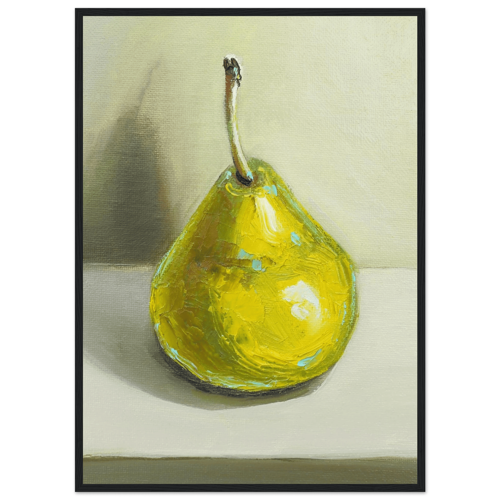 Pear Print | Green Pear Oil Painting Wall Art | Kitchen Poster - Evergreen Posters