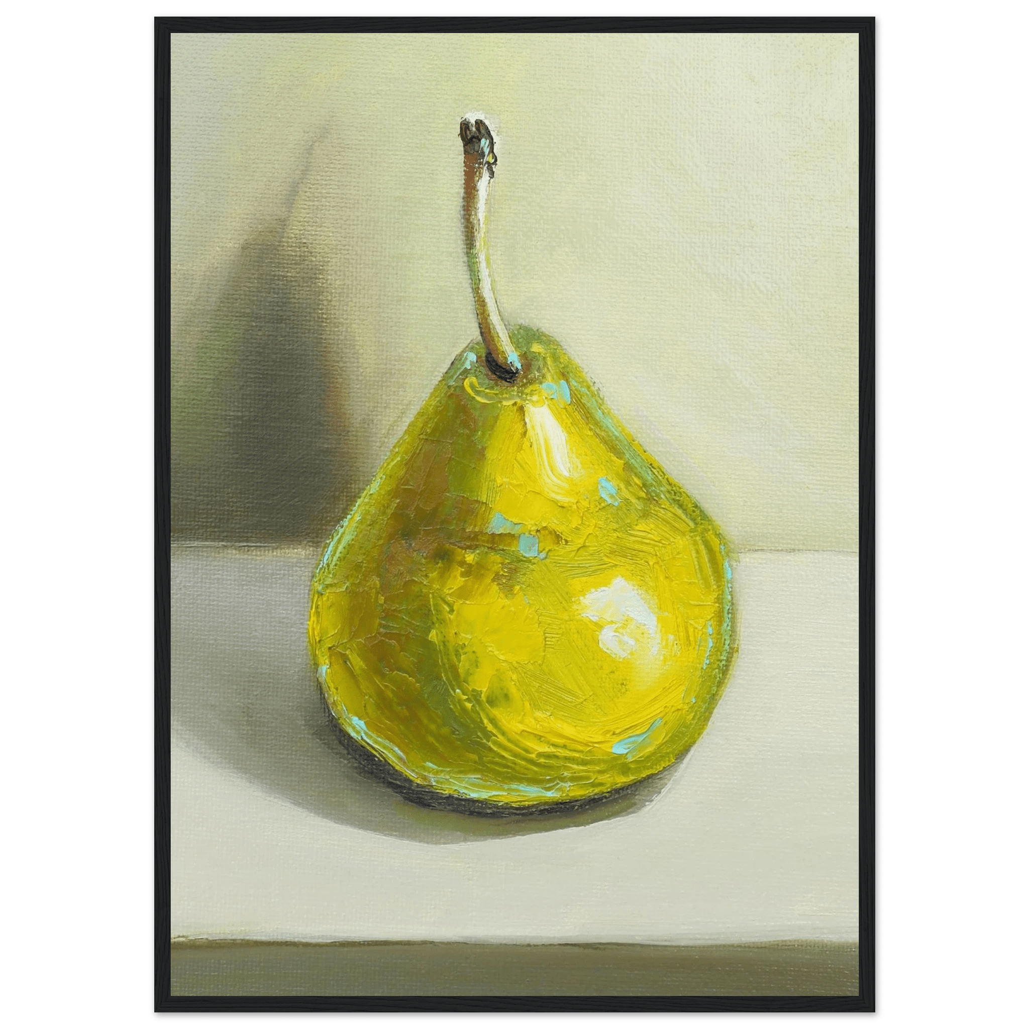 Pear Print | Green Pear Oil Painting Wall Art | Kitchen Poster - Evergreen Posters