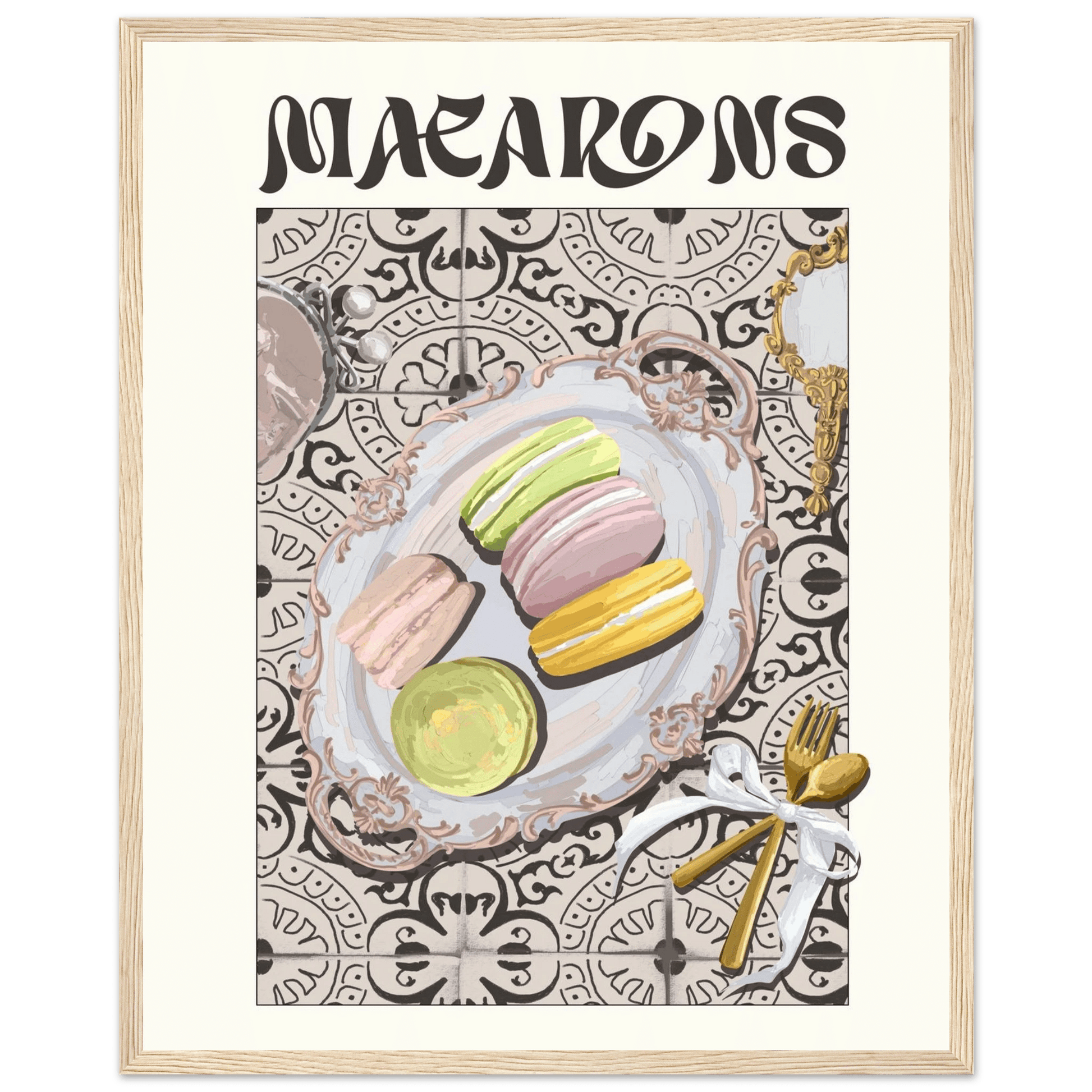 Macarons Poster – Playful French Patisserie Kitchen Wall Art Print (Digital & Printed Options) - Evergreen Posters