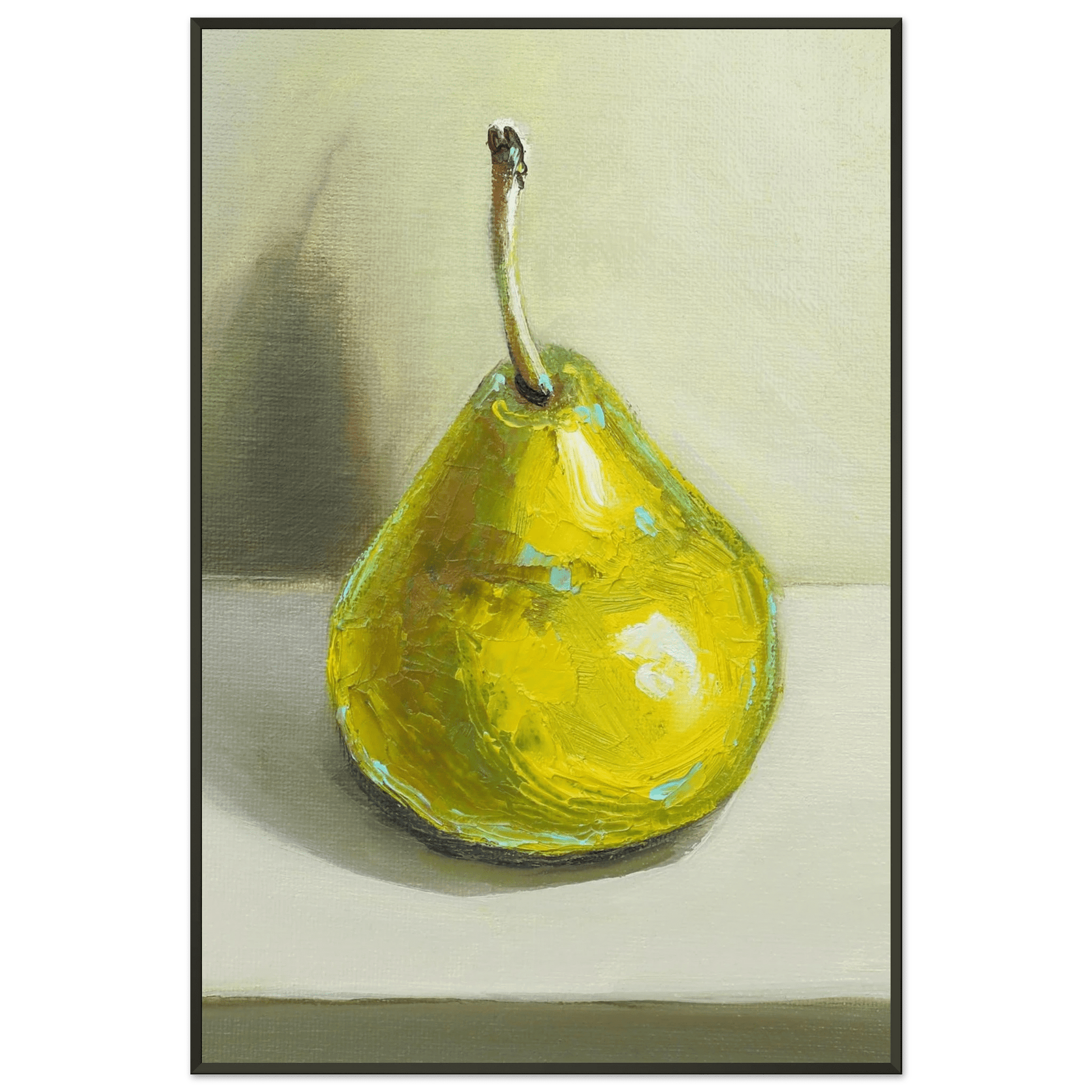 Pear Print | Green Pear Oil Painting Wall Art | Kitchen Poster - Evergreen Posters