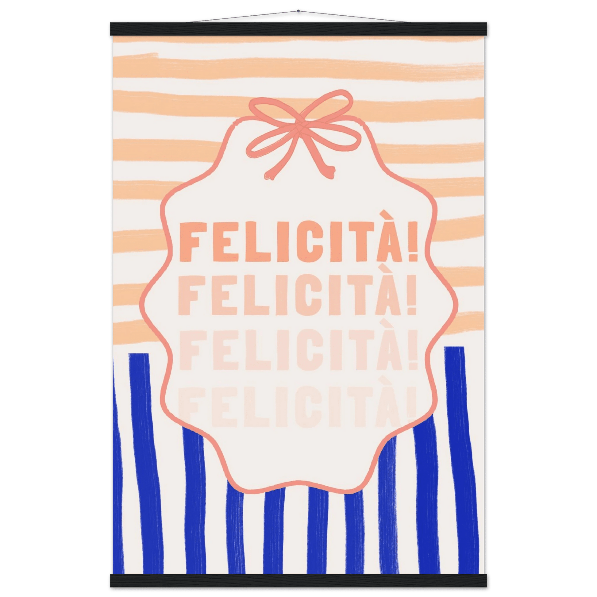 Felicità Italian Happiness Quote Print | Coquette Stripe Wall Art - Evergreen Posters