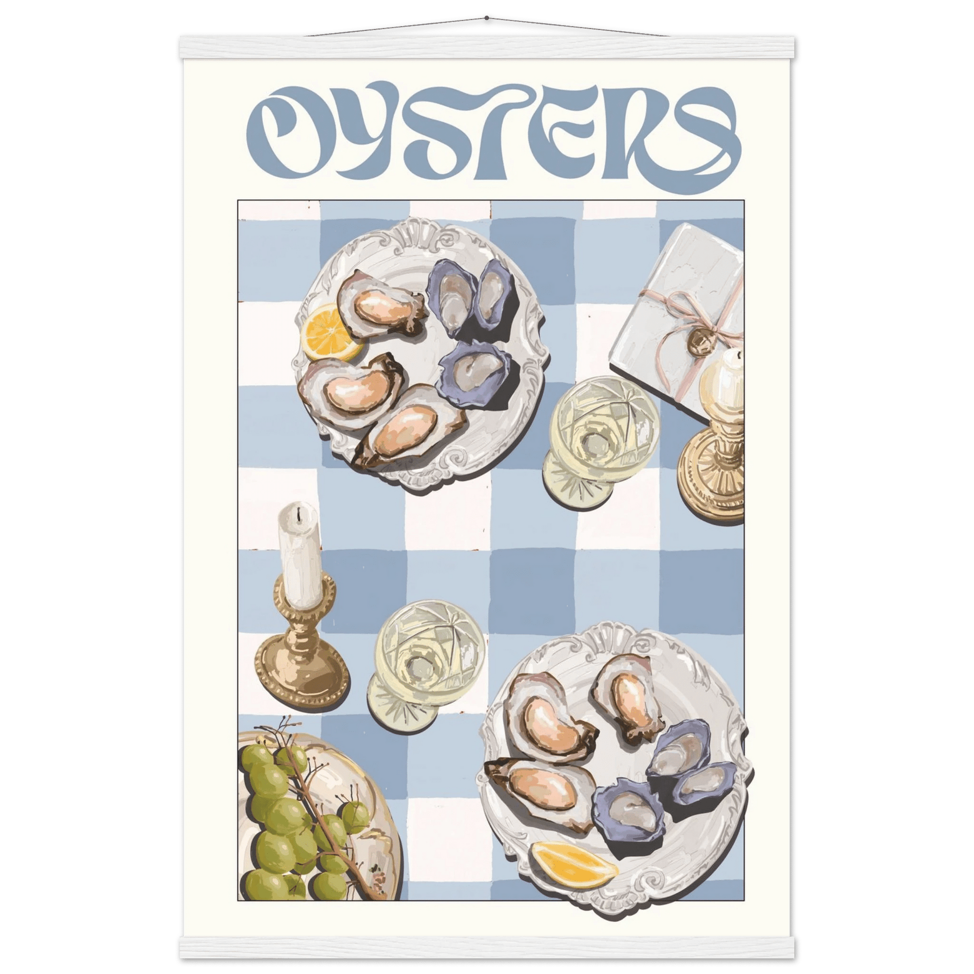 Oysters Poster – Playful Seafood Kitchen Wall Art Print (Digital & Printed Options) - Evergreen Posters