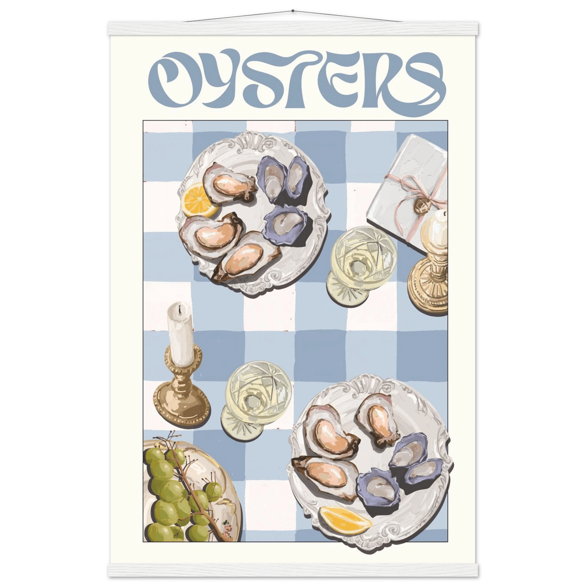 Oysters Poster – Playful Seafood Kitchen Wall Art Print (Digital & Printed Options) - Evergreen Posters