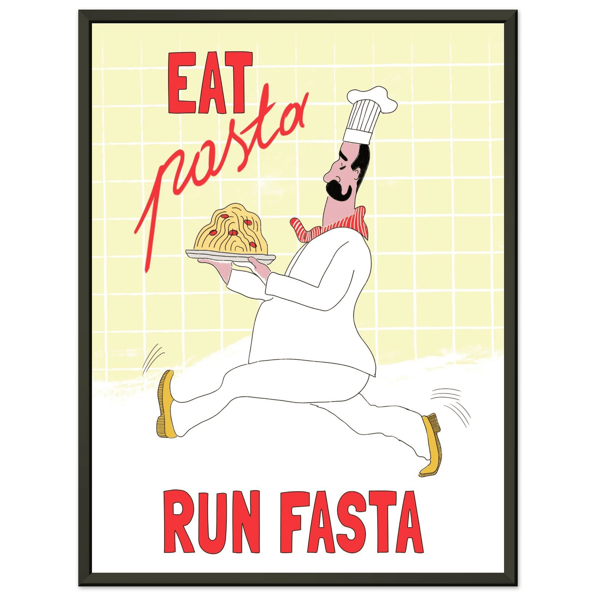 Eat Pasta Run Fasta Poster – Playful Kitchen Wall Art Print (Digital & Printed Options) - Evergreen Posters