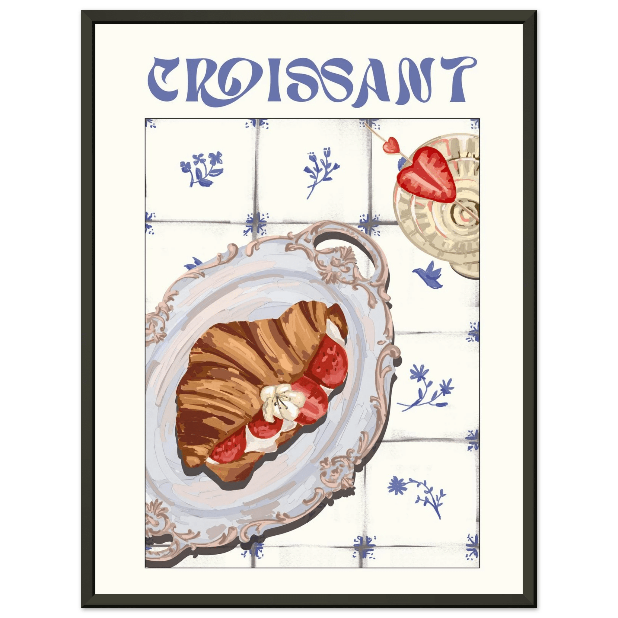 Croissant Poster – Charming French Breakfast Kitchen Wall Art Print (Digital & Printed Options) - Evergreen Posters