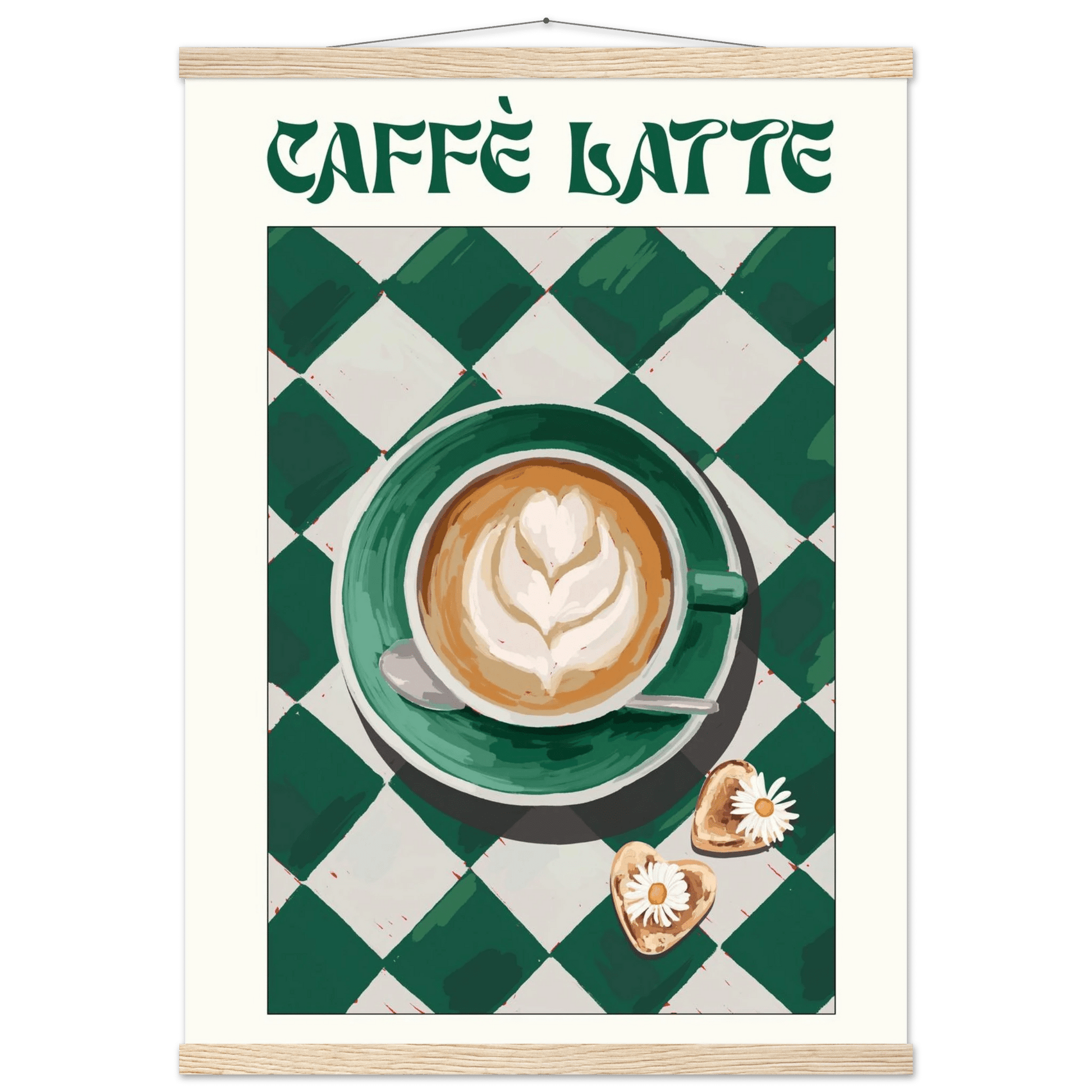 Caffè Latte Poster – Playful Coffee Kitchen Wall Art Print (Digital & Printed Options) - Evergreen Posters