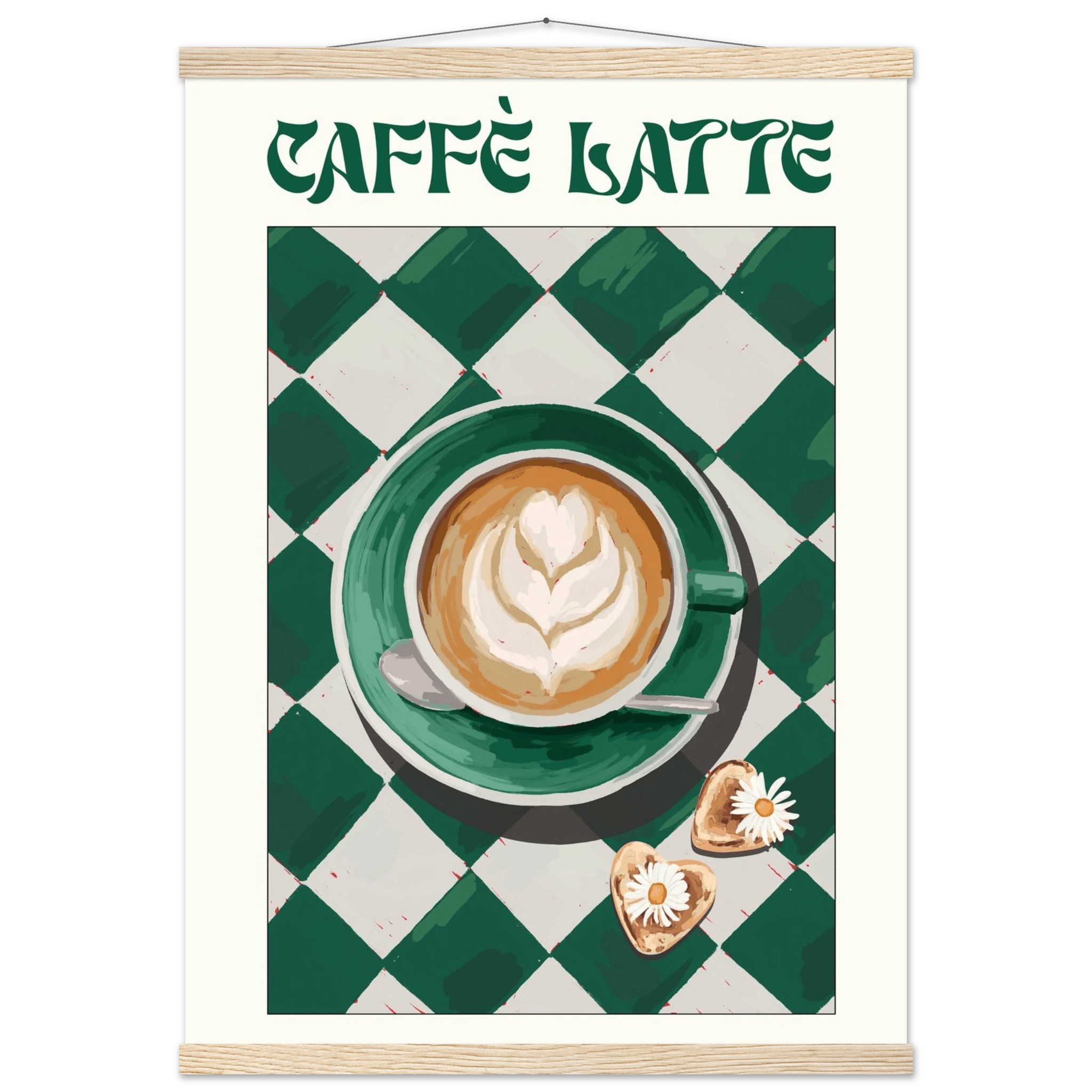 Caffè Latte Poster – Playful Coffee Kitchen Wall Art Print (Digital & Printed Options) - Evergreen Posters