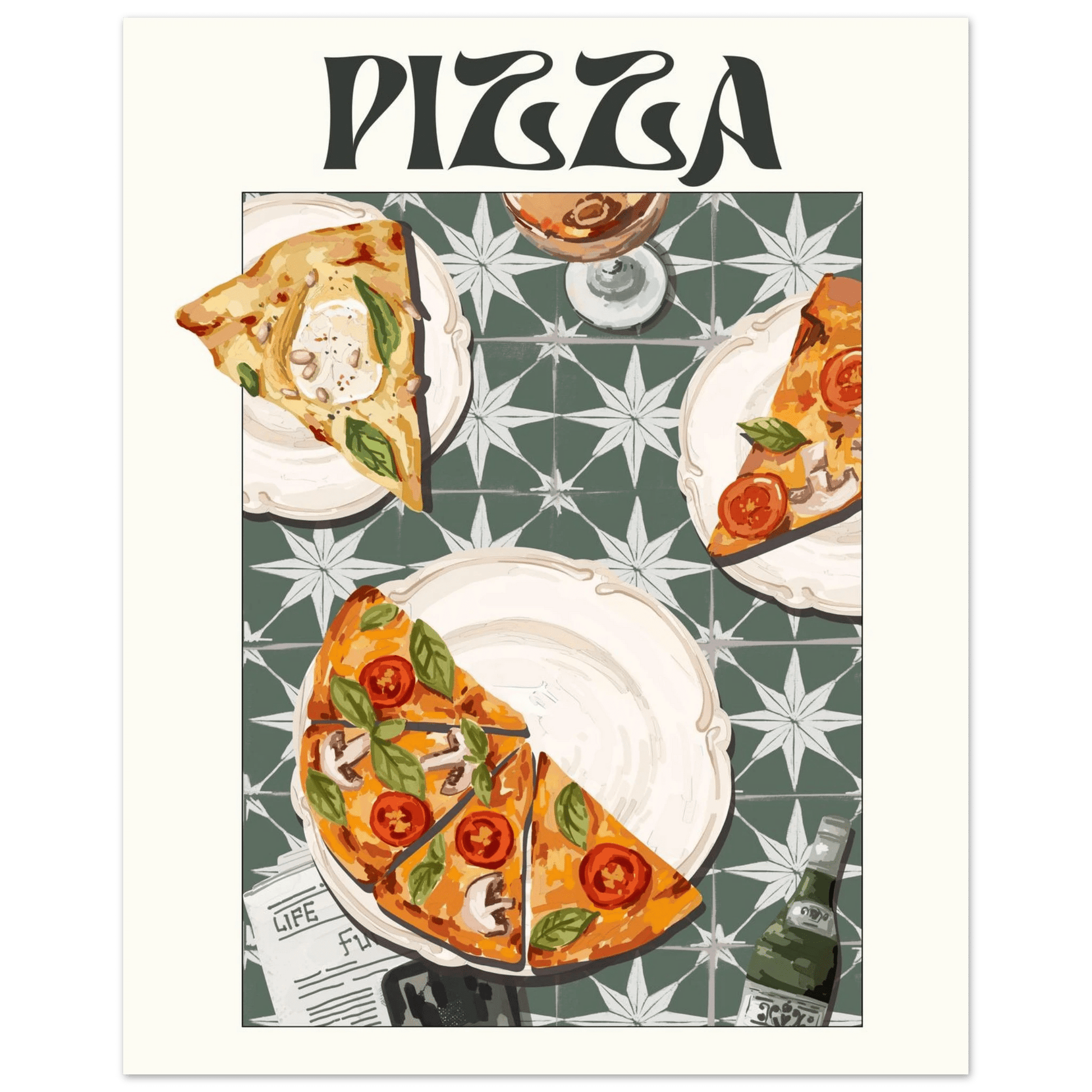 Pizza Poster – Playful Italian Kitchen Wall Art Print (Digital & Printed Options) - Evergreen Posters