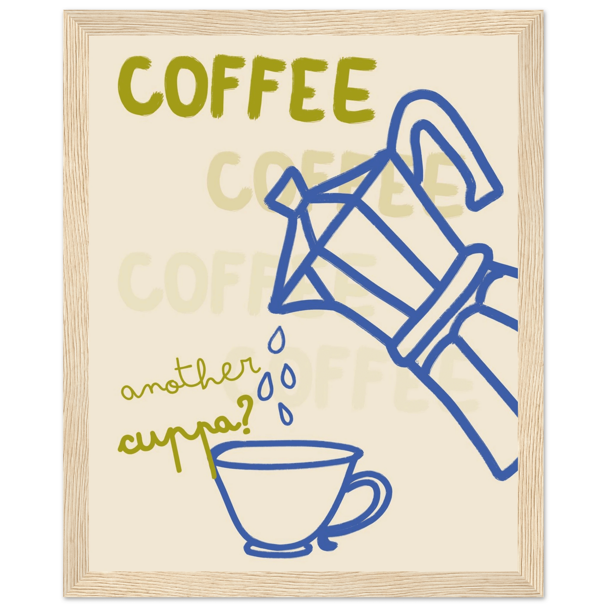 Coffee Print | Another Cuppa Moka Pot Wall Art | Kitchen Coffee Poster - Evergreen Posters