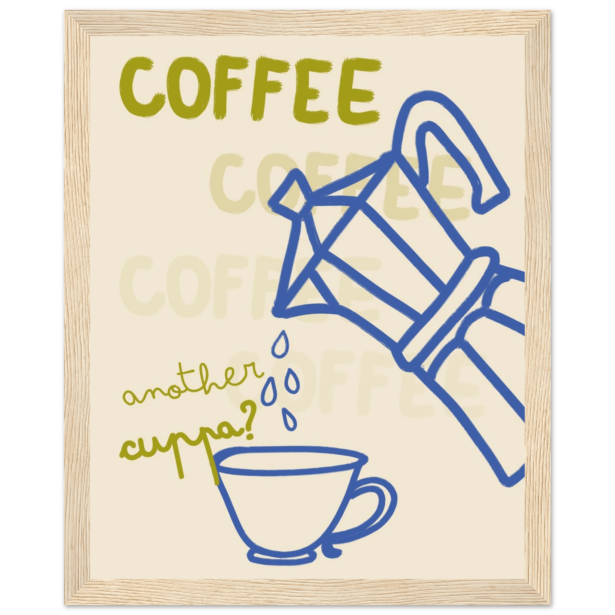 Coffee Print | Another Cuppa Moka Pot Wall Art | Kitchen Coffee Poster - Evergreen Posters