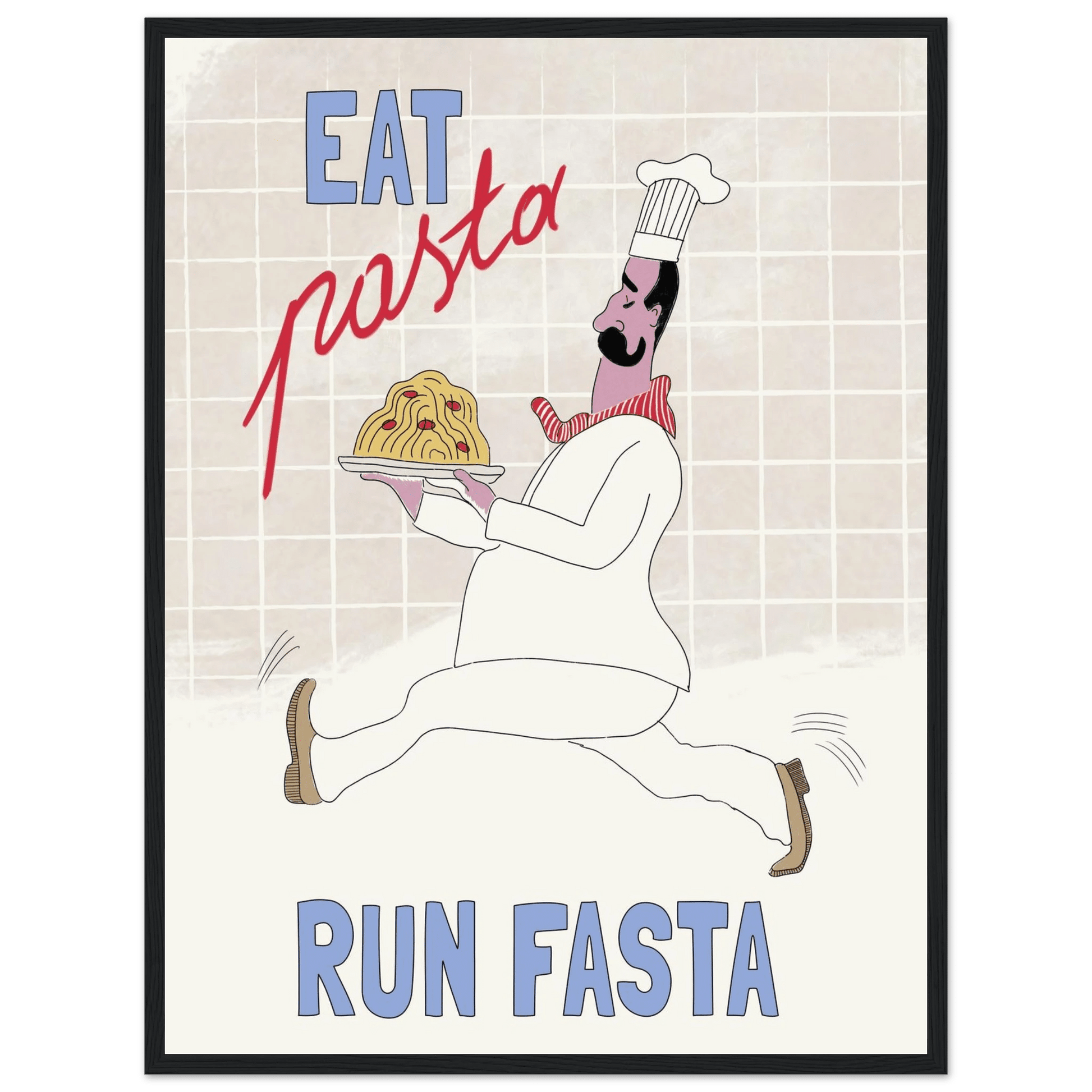 Eat Pasta Run Fasta Poster – Fun Kitchen Wall Art Print (Digital & Printed Options) - Evergreen Posters
