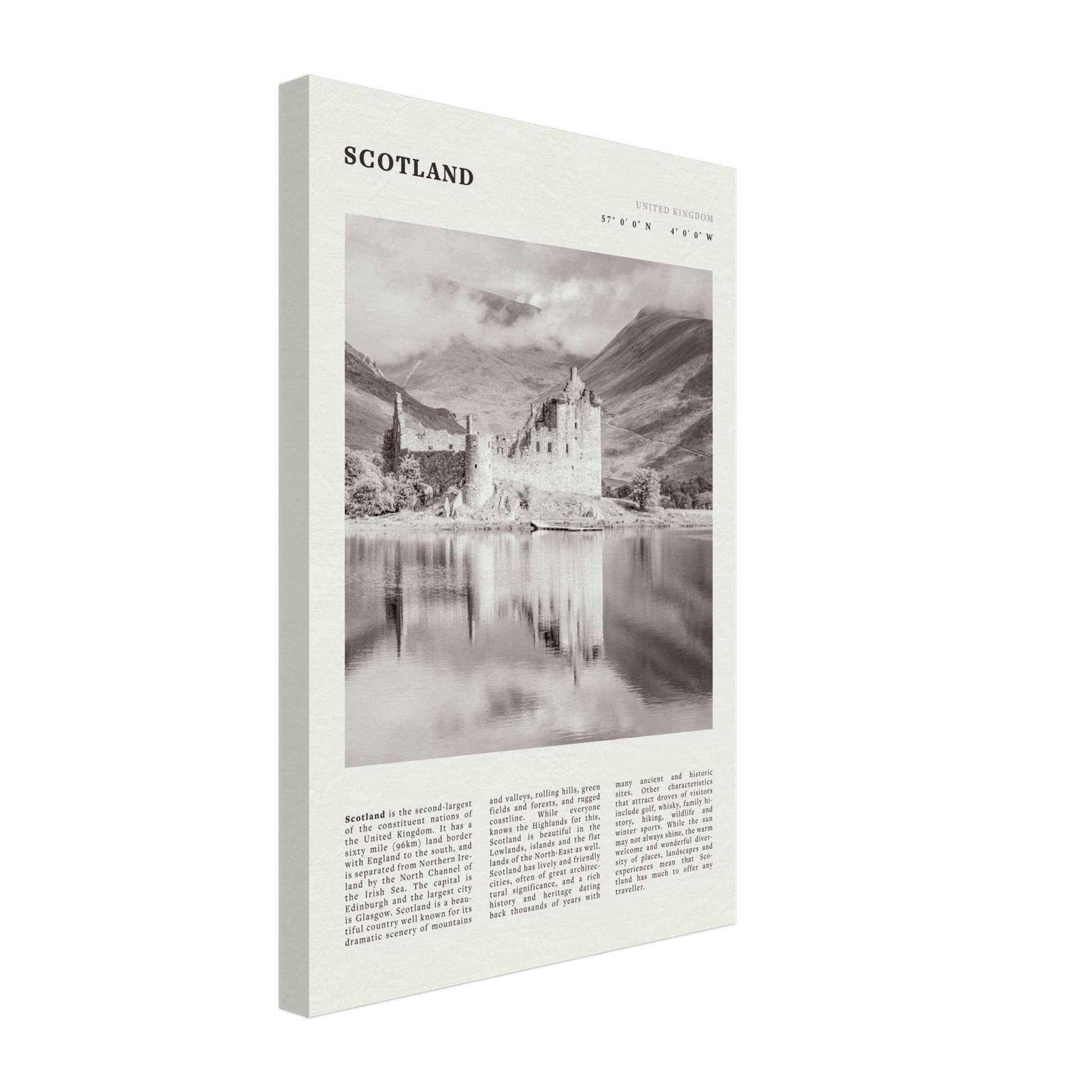 Scotland Poster | Black & White Highland Castle Wall Art | UK Travel Print Decor - Evergreen Posters