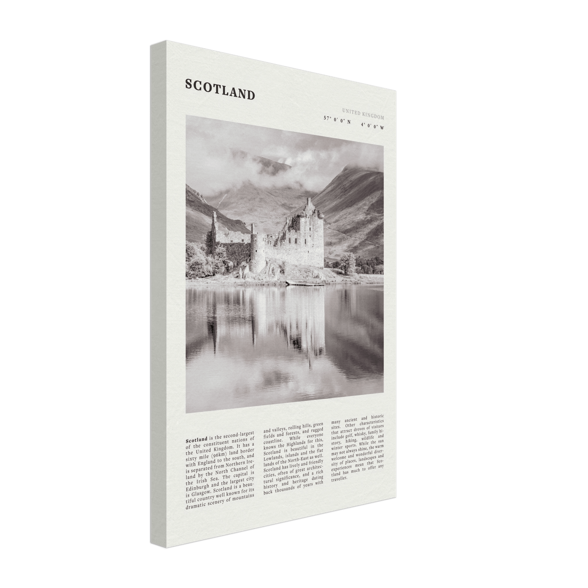 Scotland Poster | Black & White Highland Castle Wall Art | UK Travel Print Decor - Evergreen Posters