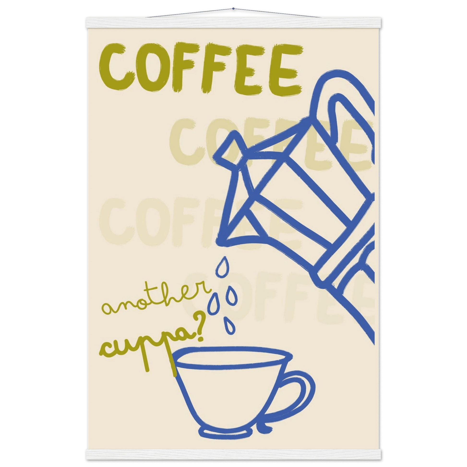 Coffee Print | Another Cuppa Moka Pot Wall Art | Kitchen Coffee Poster - Evergreen Posters
