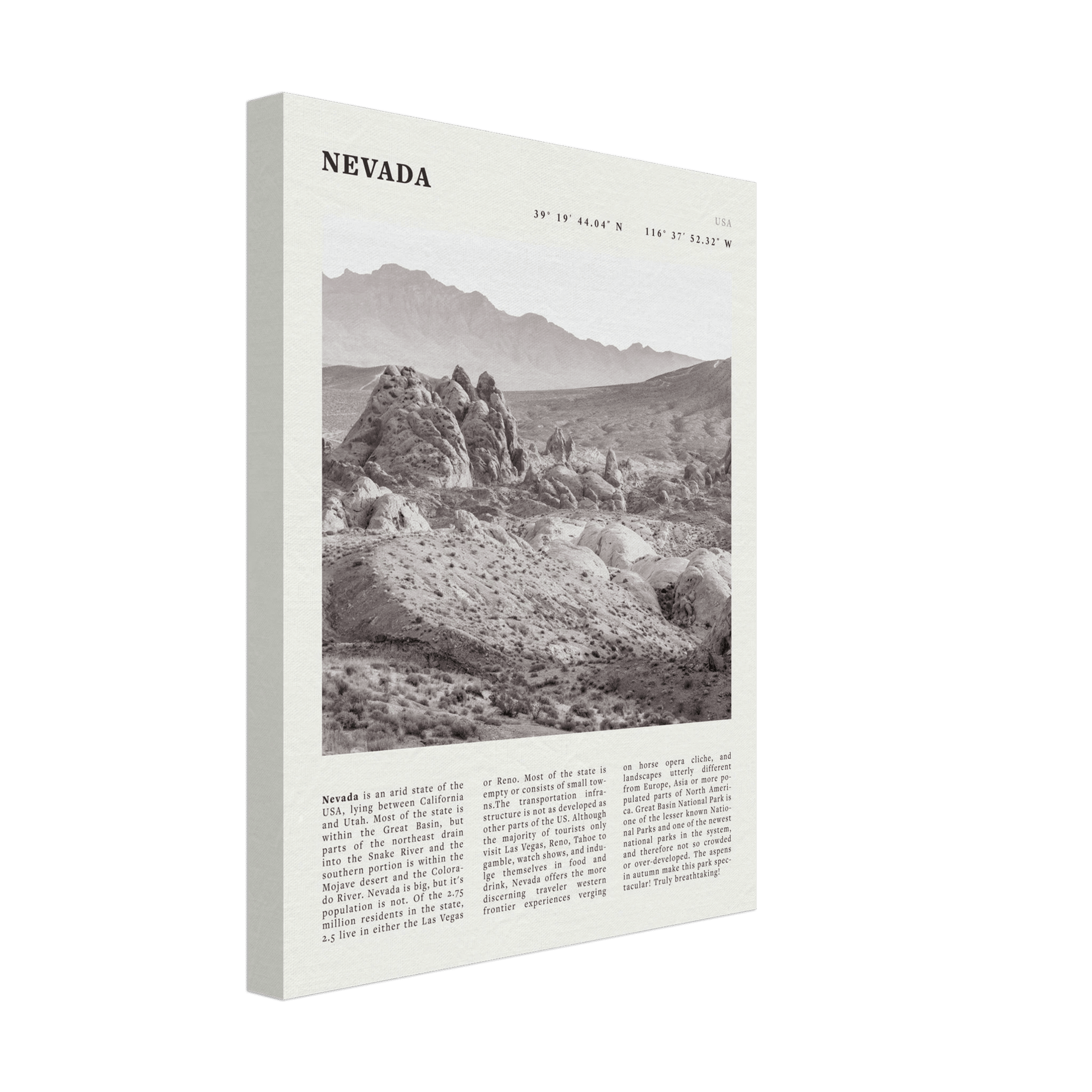 Nevada Poster | Black & White Desert Landscape Wall Art | USA Travel Print Decor - Evergreen Posters