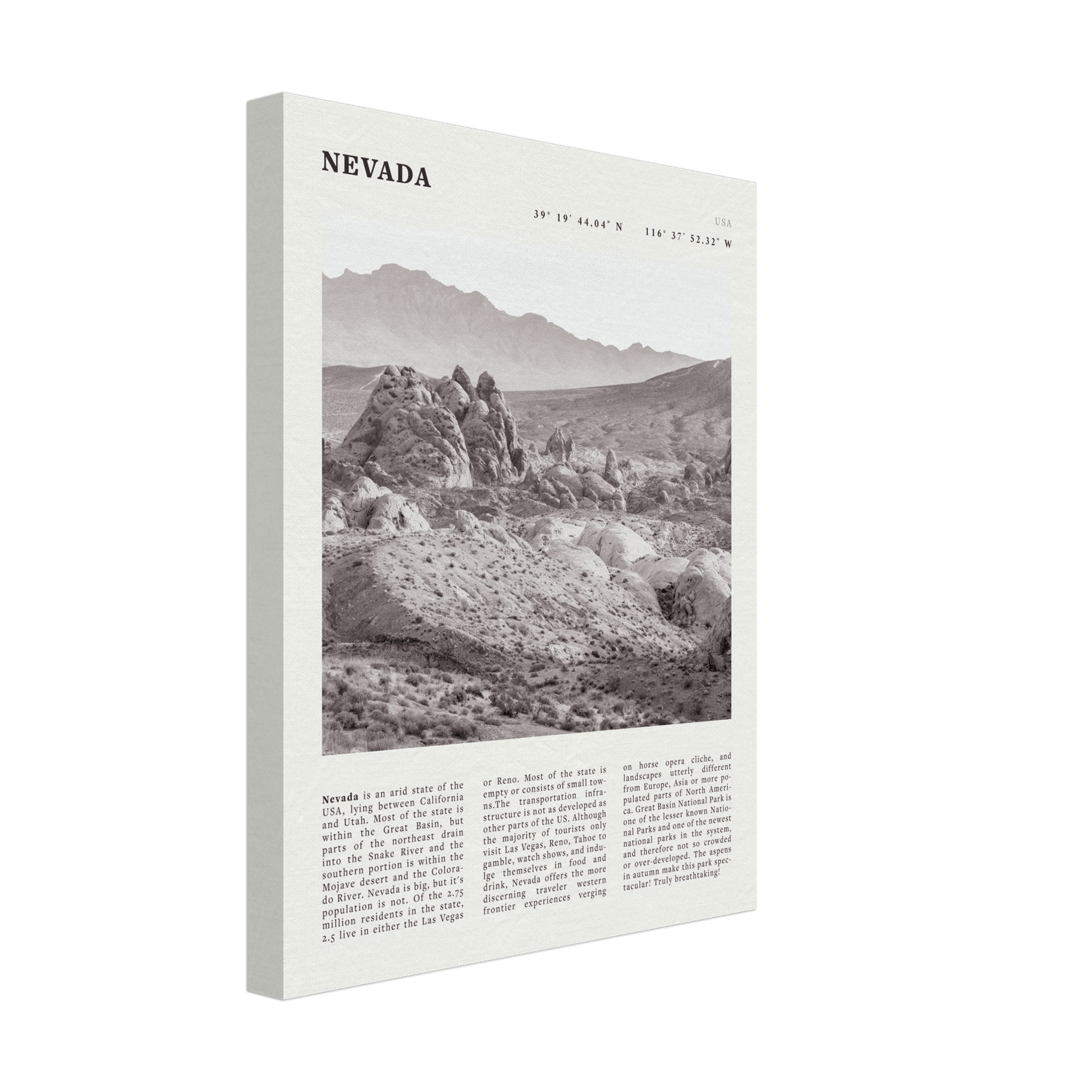Nevada Poster | Black & White Desert Landscape Wall Art | USA Travel Print Decor - Evergreen Posters