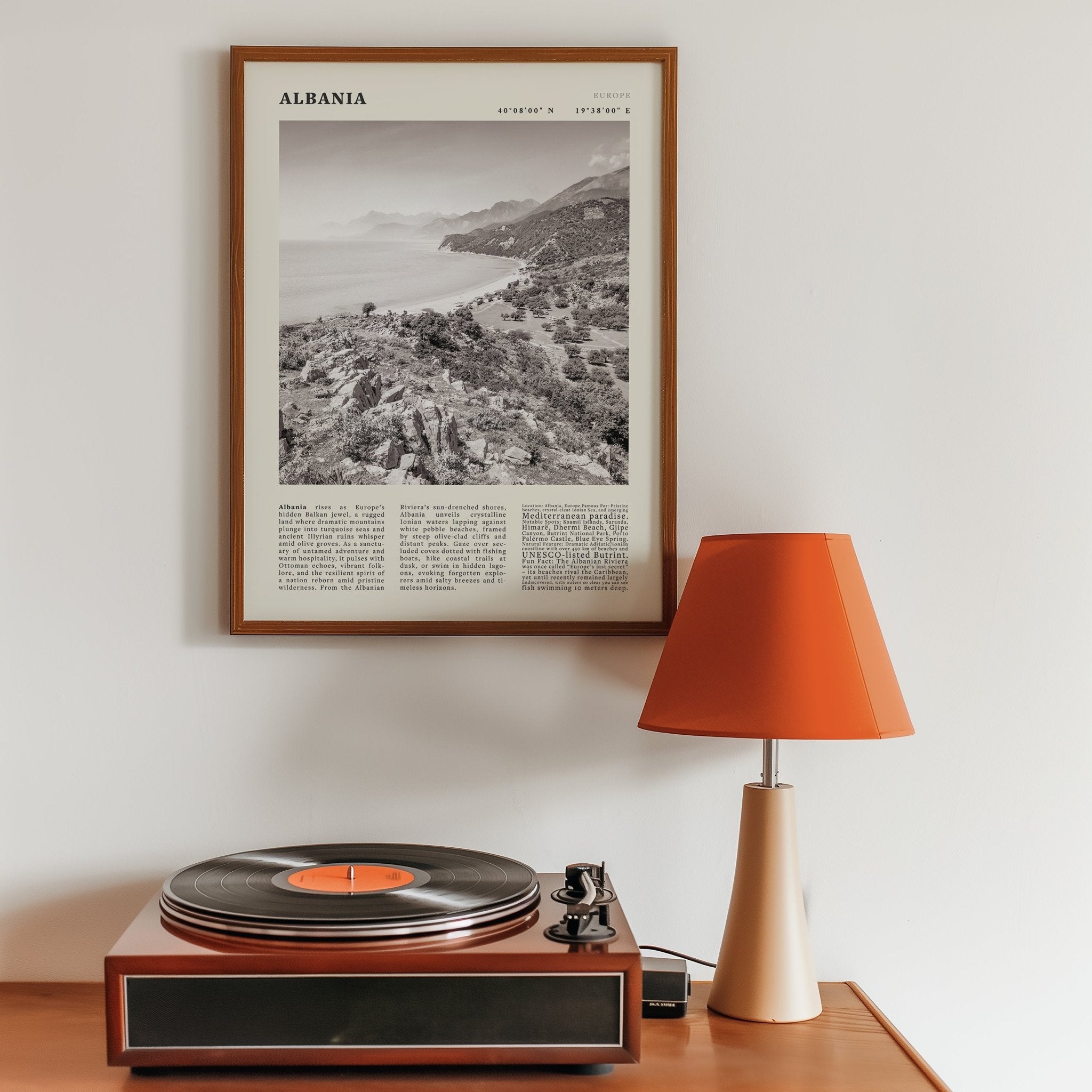 Albania Poster Black and White – Vintage Albanian Riviera Travel Print (Digital & Printed Options) - Evergreen Posters