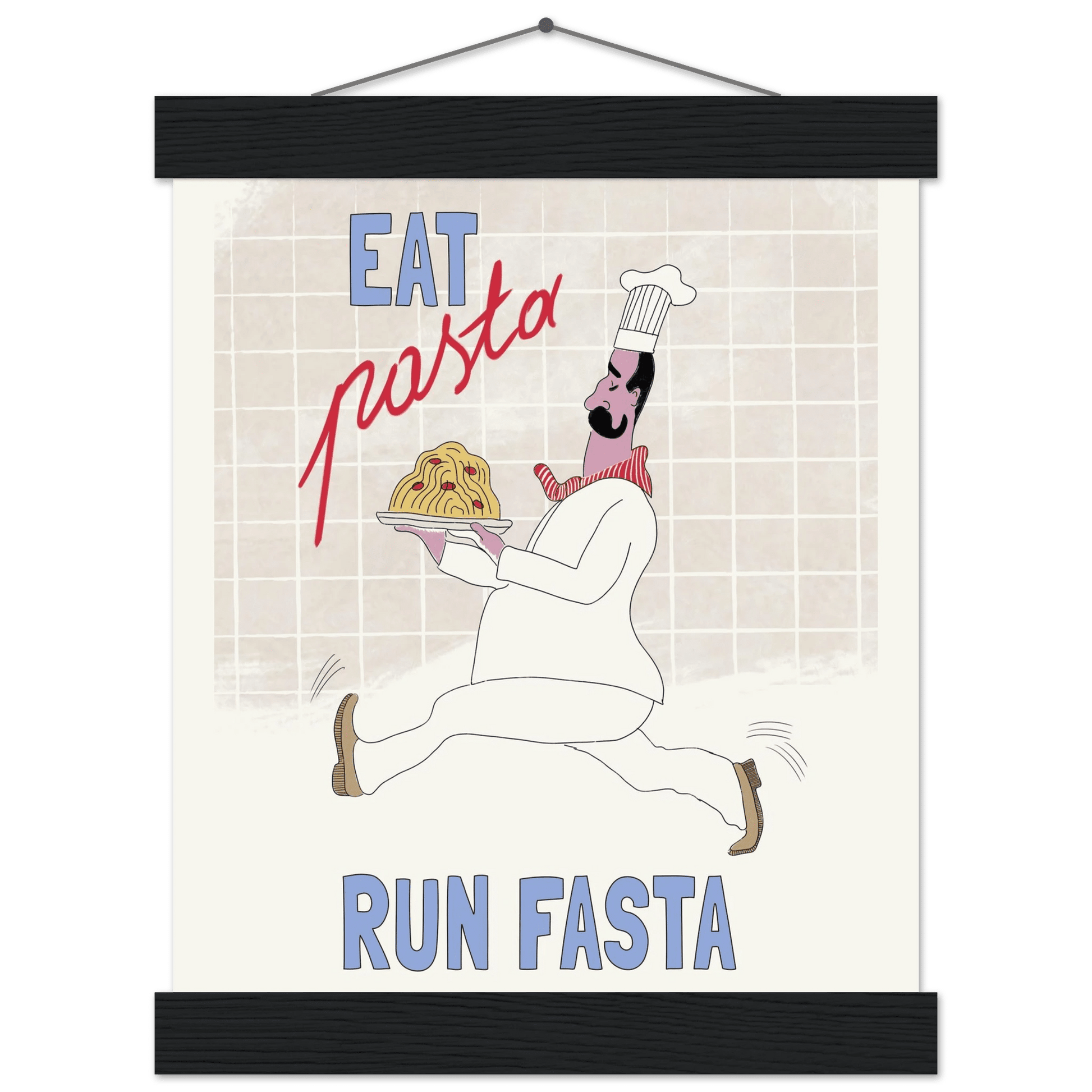 Eat Pasta Run Fasta Poster – Fun Kitchen Wall Art Print (Digital & Printed Options) - Evergreen Posters