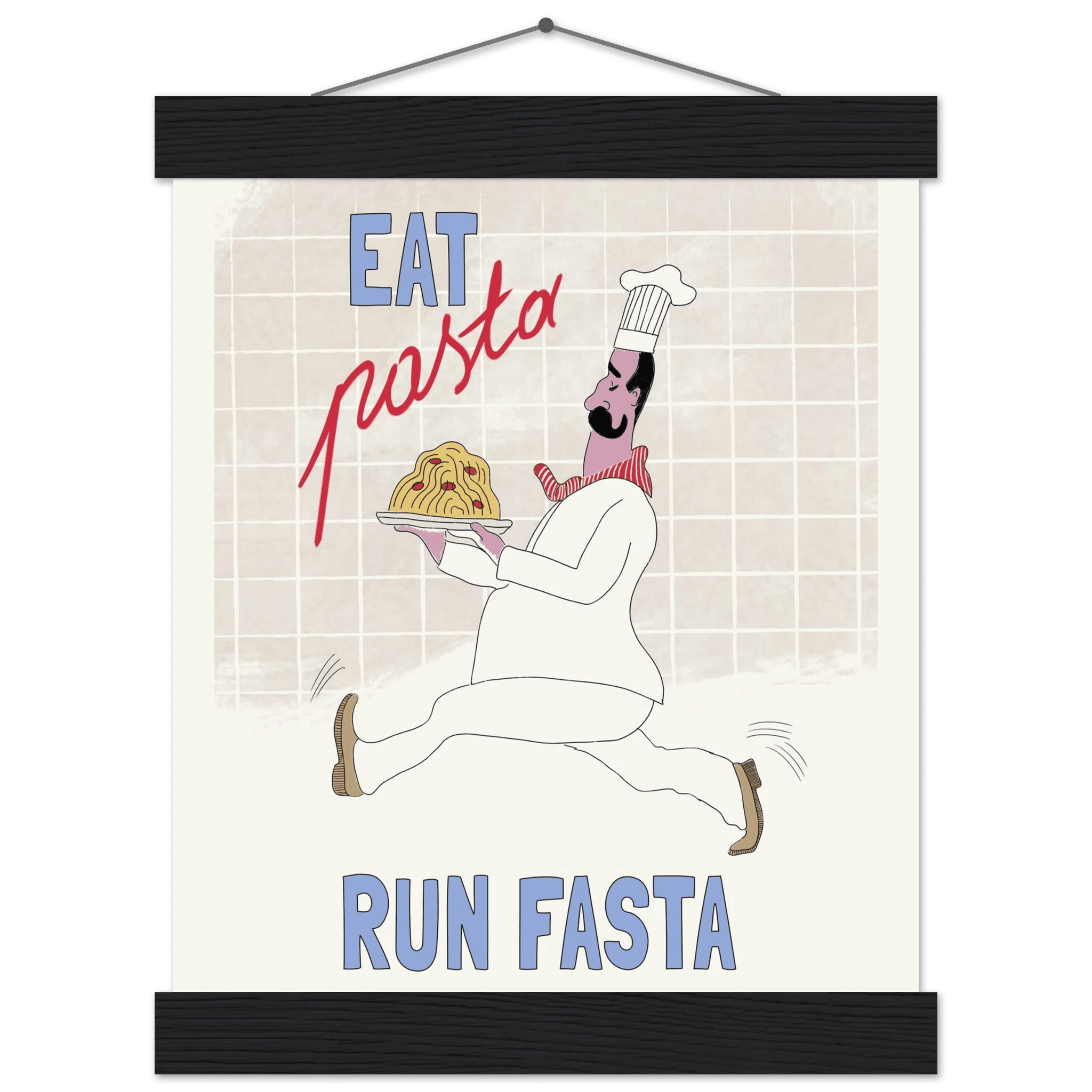 Eat Pasta Run Fasta Poster – Fun Kitchen Wall Art Print (Digital & Printed Options) - Evergreen Posters