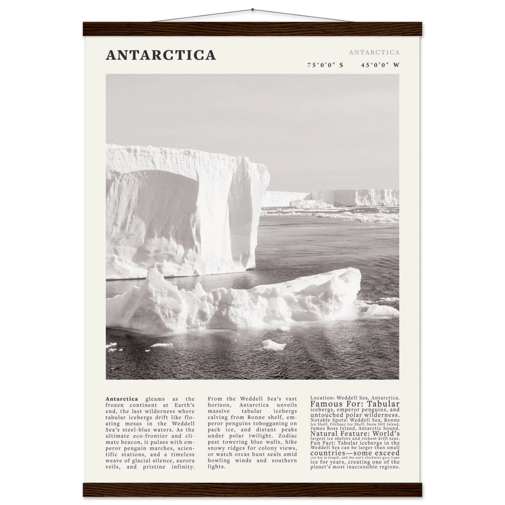 Antarctica Poster Black and White – Vintage Weddell Sea Iceberg Print (Digital & Printed Options) - Evergreen Posters