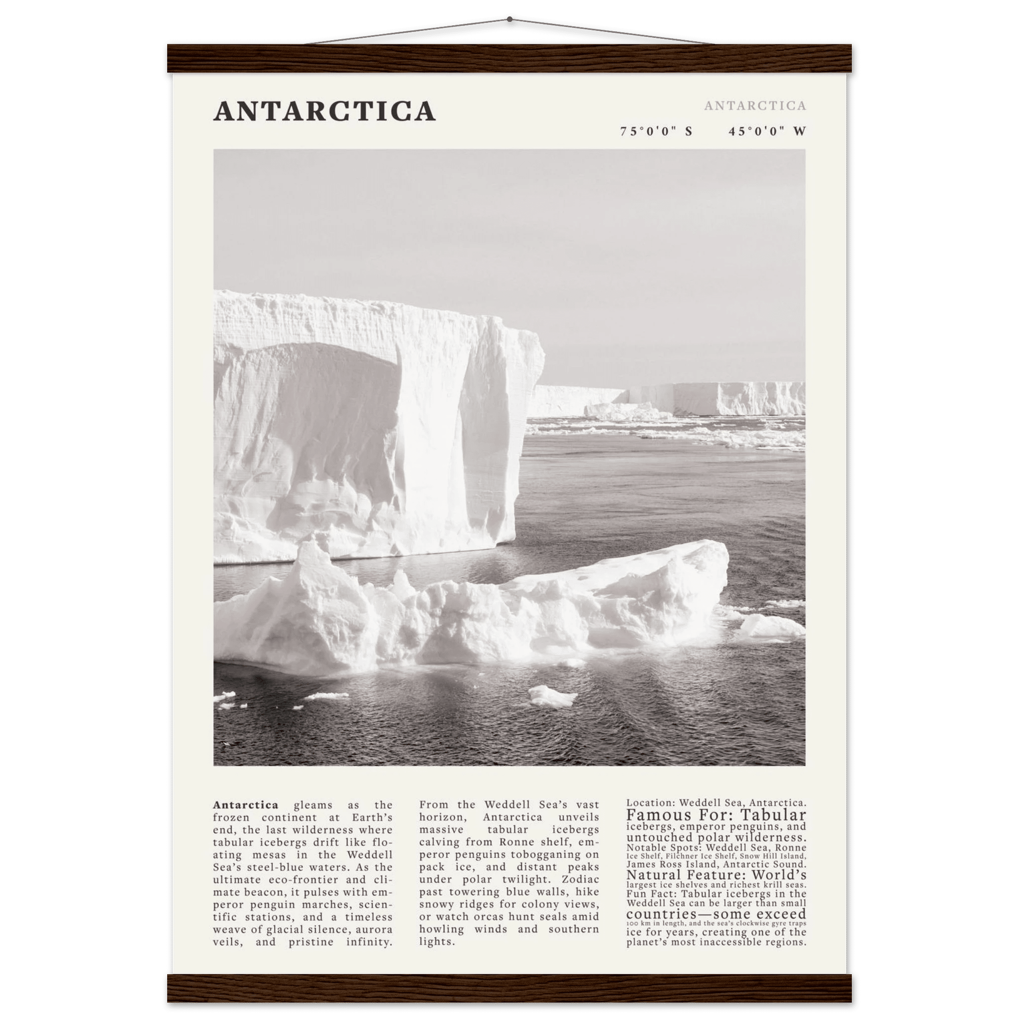 Antarctica Poster Black and White – Vintage Weddell Sea Iceberg Print (Digital & Printed Options) - Evergreen Posters