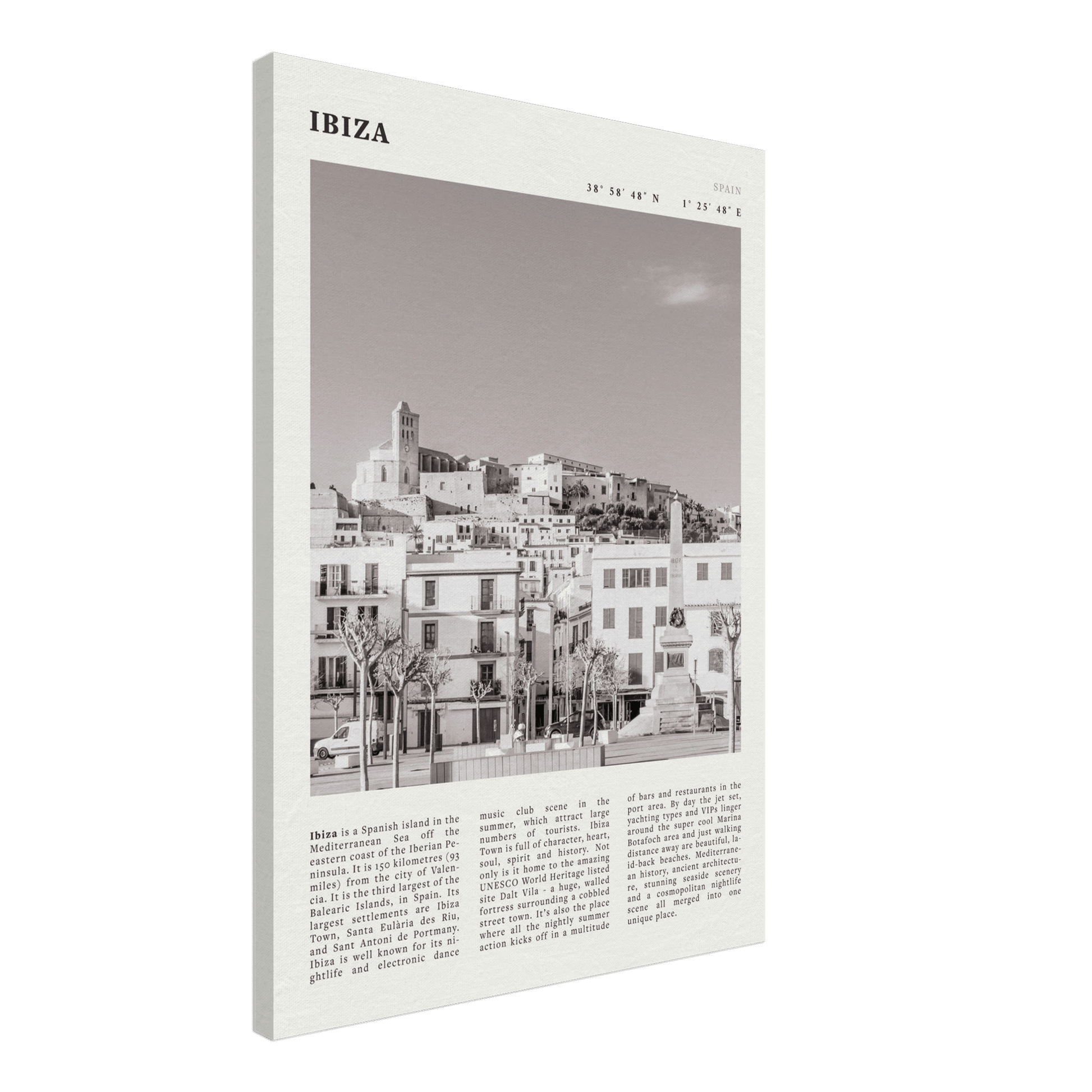 Ibiza Poster | Black & White Spanish Island Wall Art | Spain Travel Print - Evergreen Posters