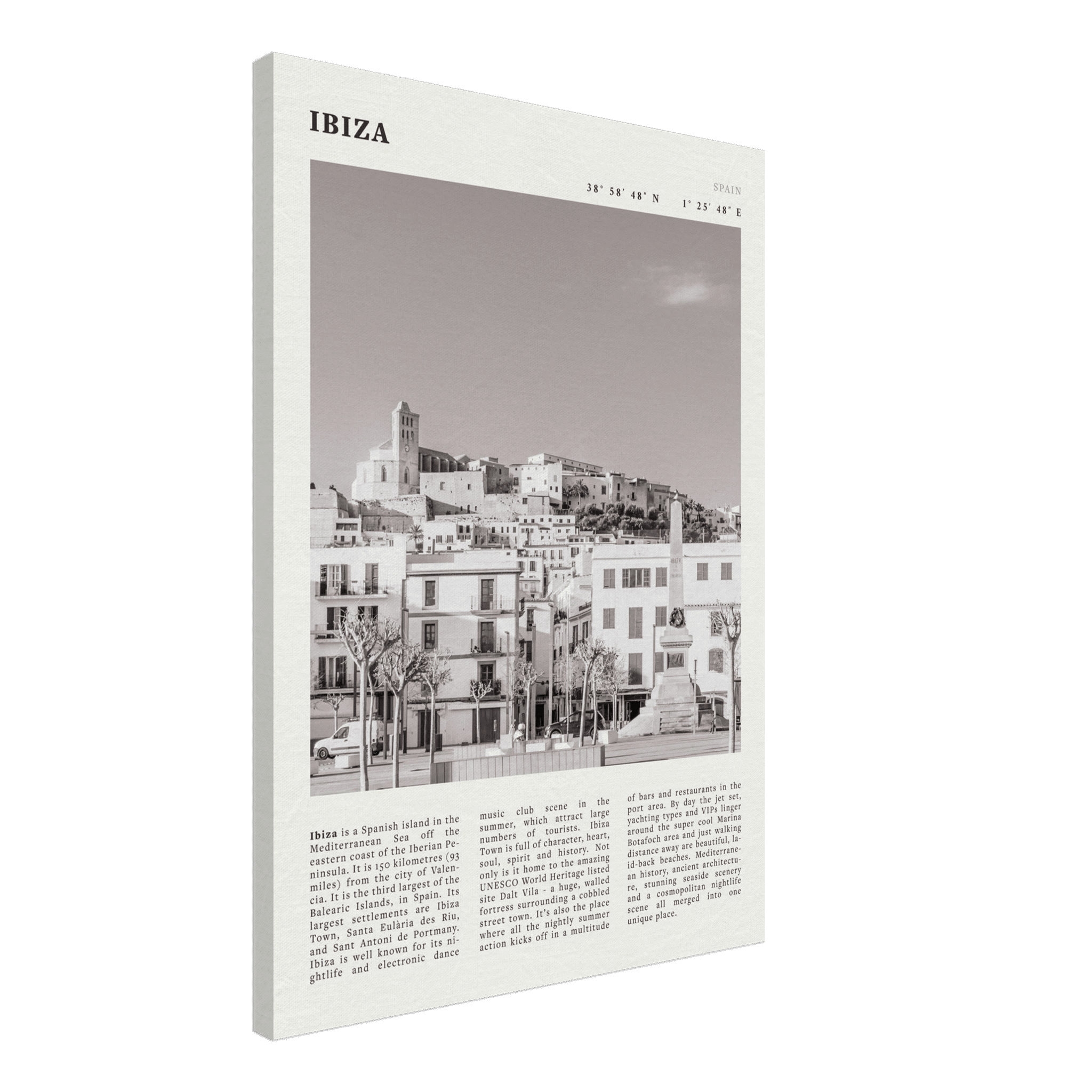 Ibiza Poster | Black & White Spanish Island Wall Art | Spain Travel Print - Evergreen Posters