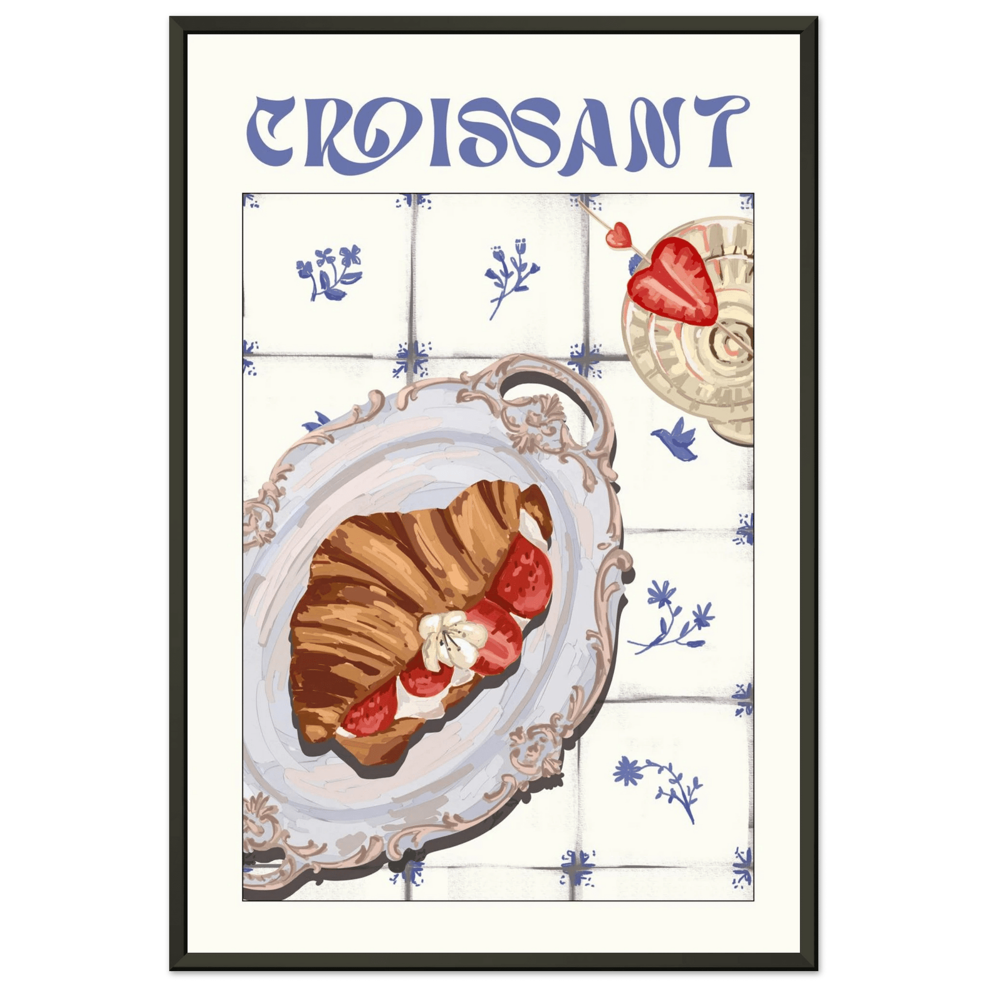 Croissant Poster – Charming French Breakfast Kitchen Wall Art Print (Digital & Printed Options) - Evergreen Posters