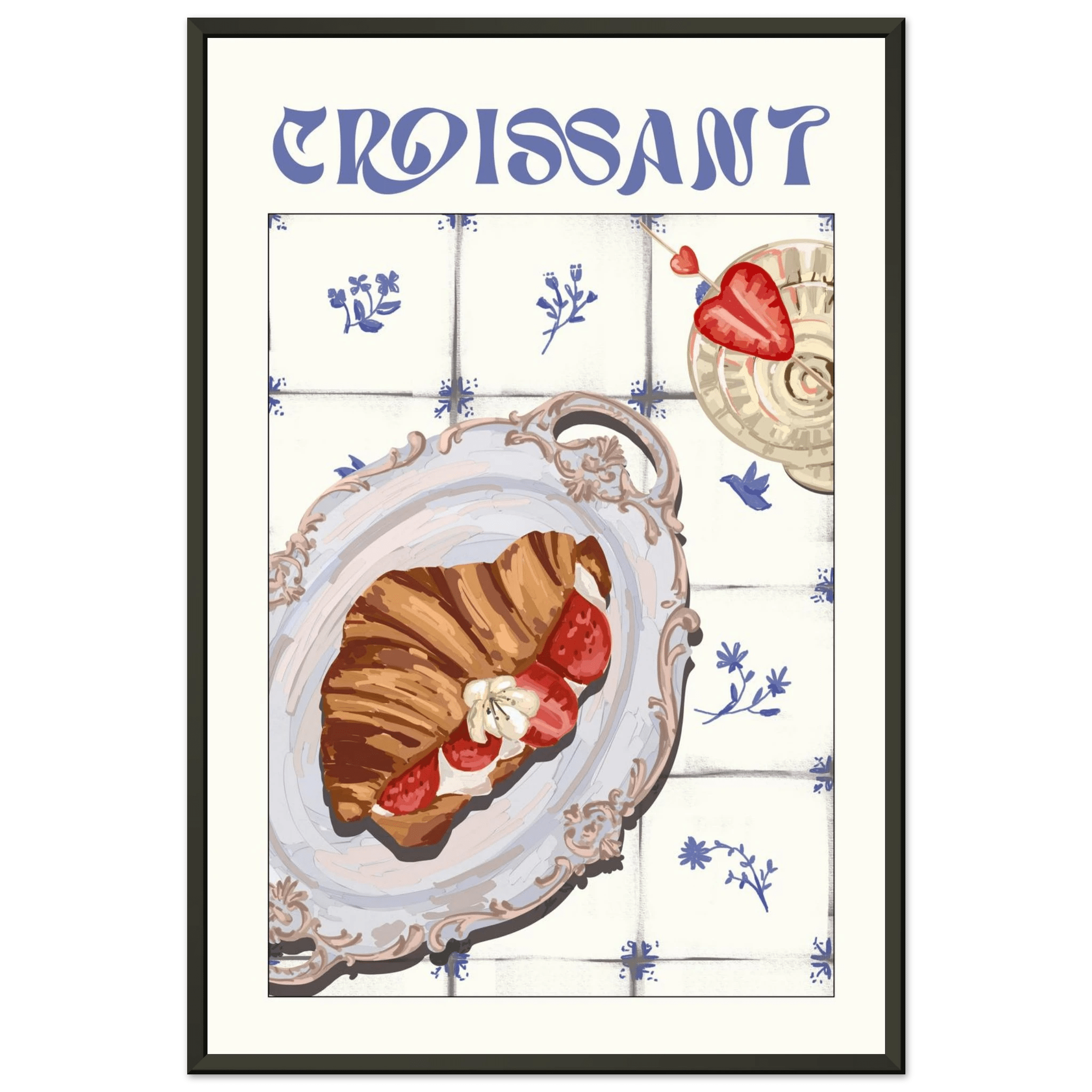 Croissant Poster – Charming French Breakfast Kitchen Wall Art Print (Digital & Printed Options) - Evergreen Posters