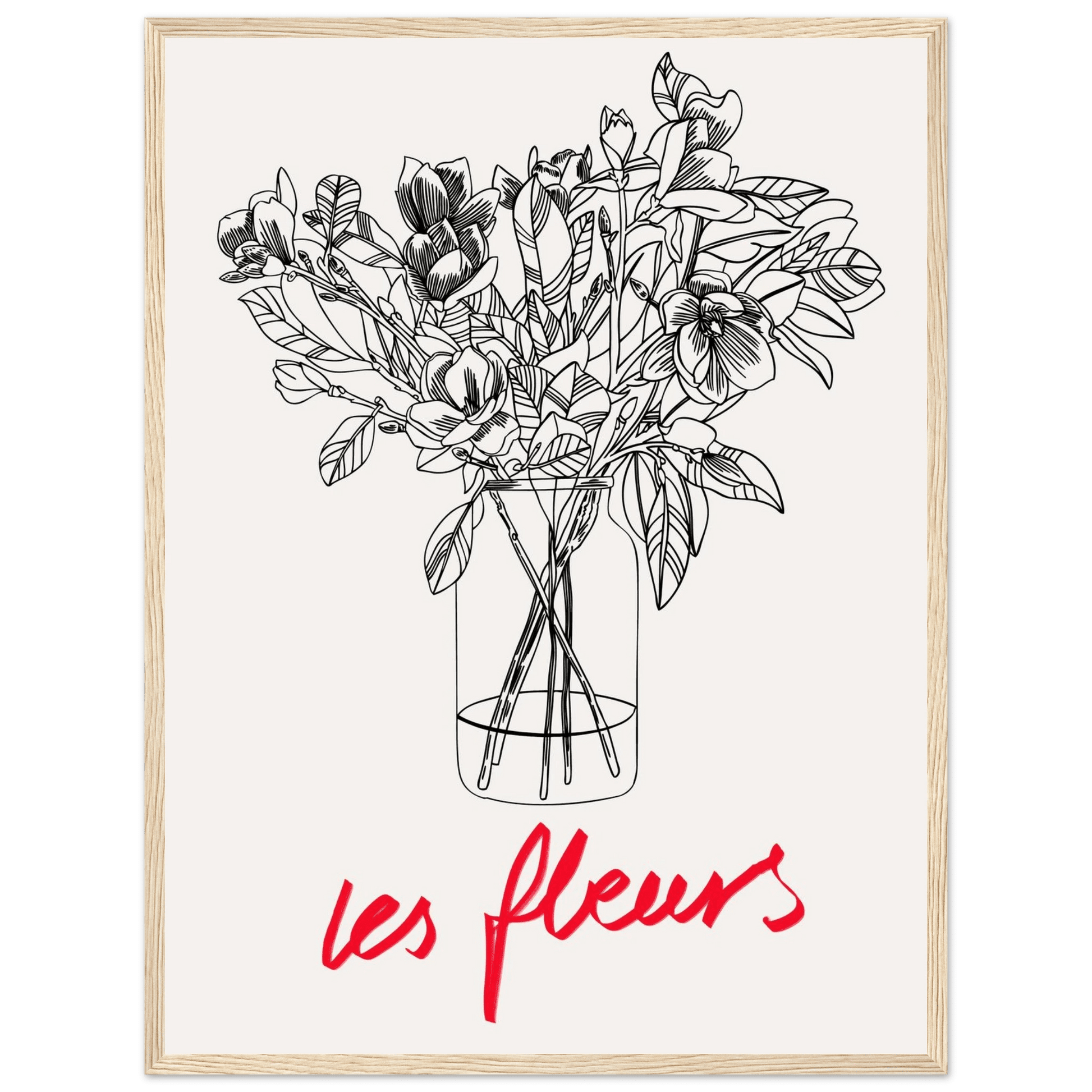 Les Fleurs Botanical Poster | French Flower Line Art Print | Minimalist Floral Wall Decor - Evergreen Posters