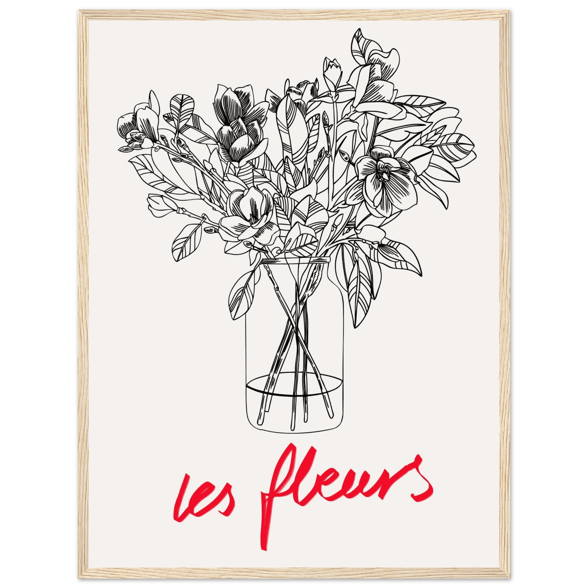 Les Fleurs Botanical Poster | French Flower Line Art Print | Minimalist Floral Wall Decor - Evergreen Posters