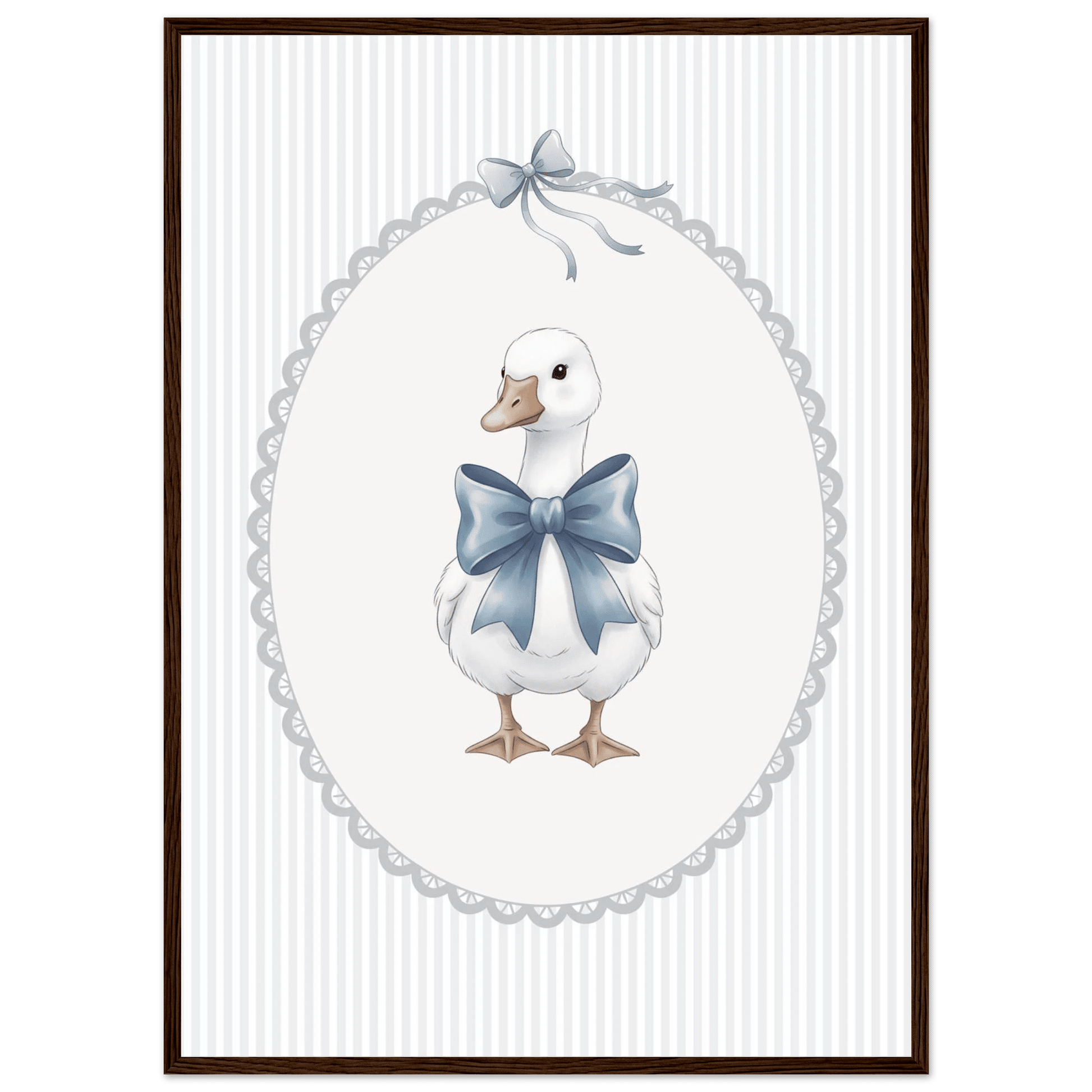 Blue Bow Duck Nursery Poster – Sweet Baby Room Wall Art Print - Evergreen Posters