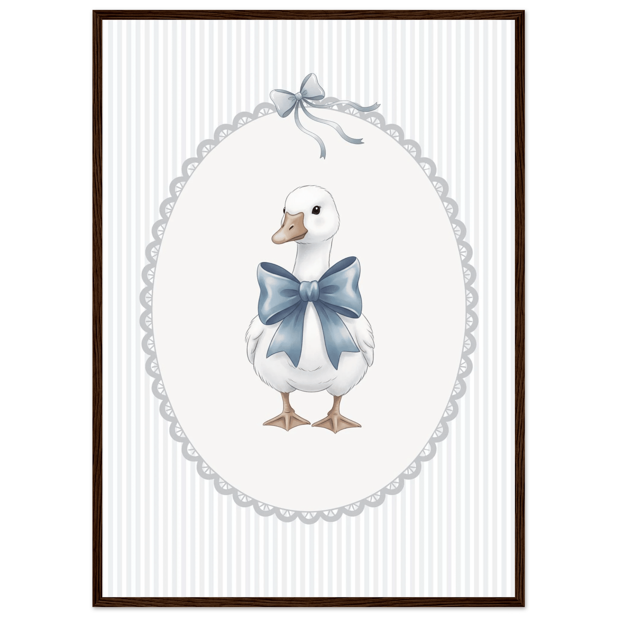 Blue Bow Duck Nursery Poster – Sweet Baby Room Wall Art Print - Evergreen Posters