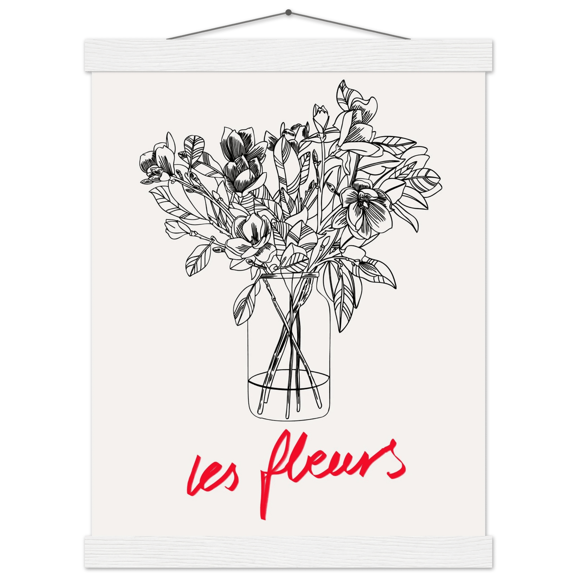 Les Fleurs Botanical Poster | French Flower Line Art Print | Minimalist Floral Wall Decor - Evergreen Posters