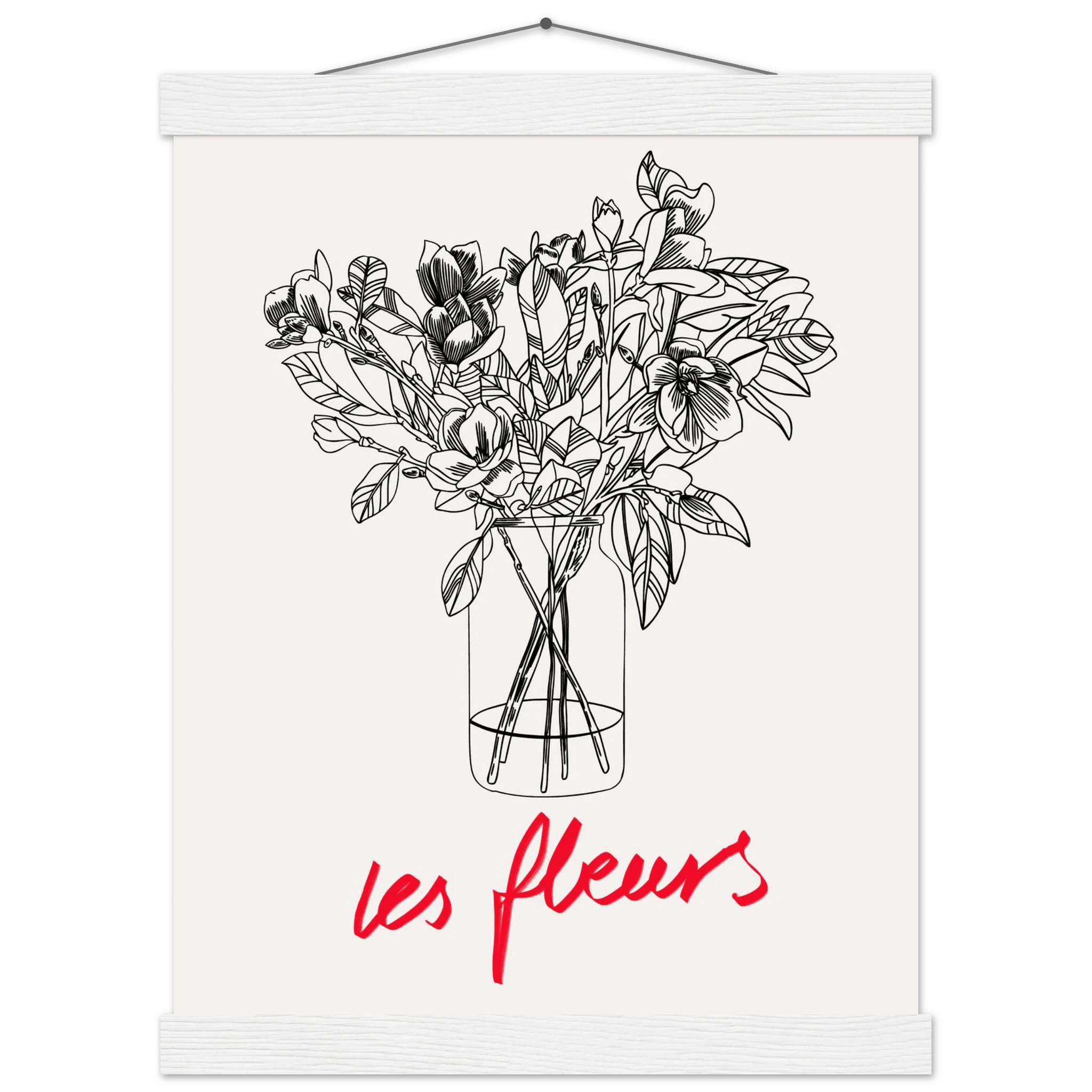 Les Fleurs Botanical Poster | French Flower Line Art Print | Minimalist Floral Wall Decor - Evergreen Posters