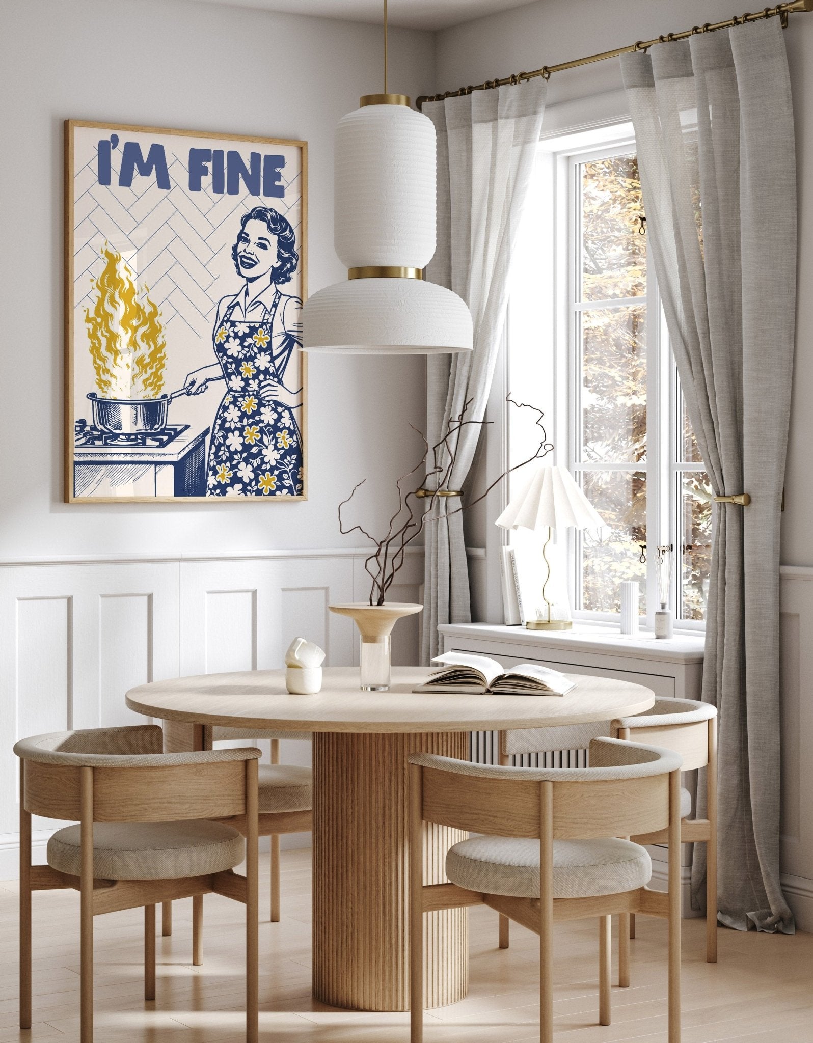 I'm Fine Poster – Funny Retro Kitchen Wall Art Print (Digital & Printed Options) - Evergreen Posters