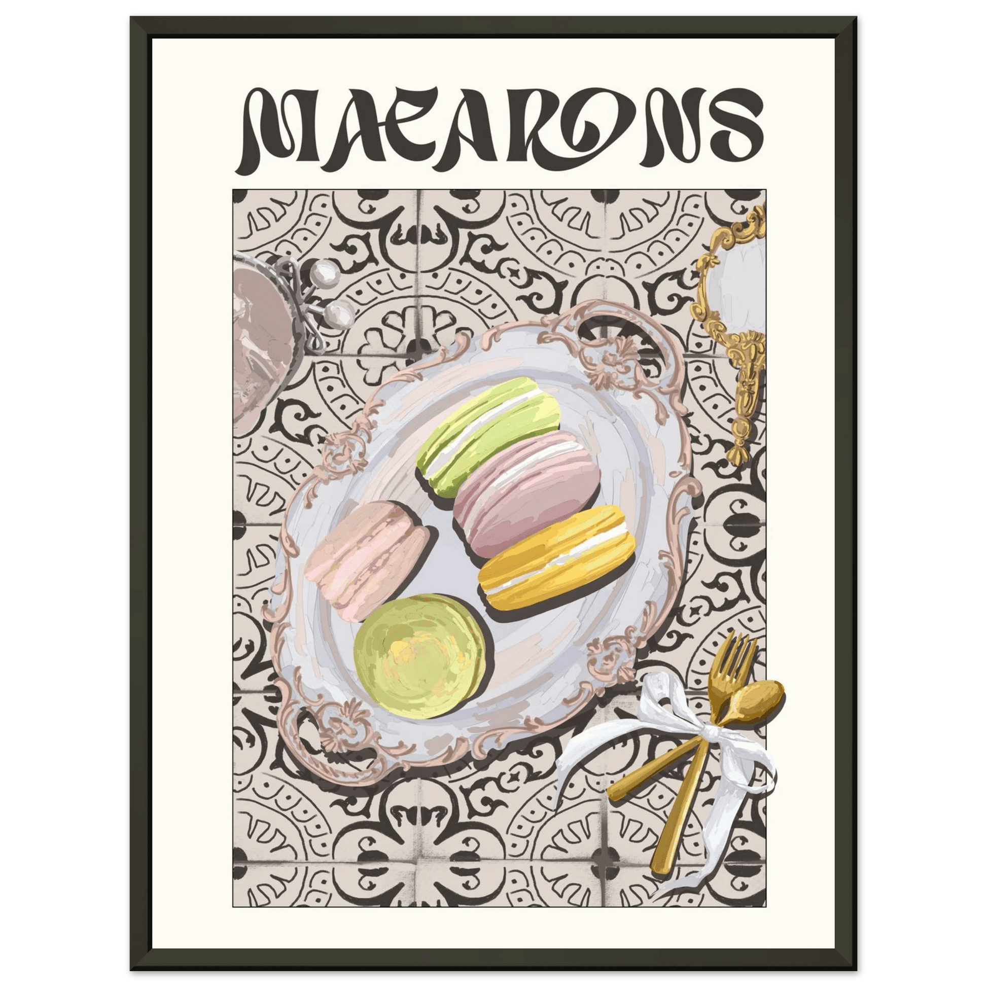 Macarons Poster – Playful French Patisserie Kitchen Wall Art Print (Digital & Printed Options) - Evergreen Posters