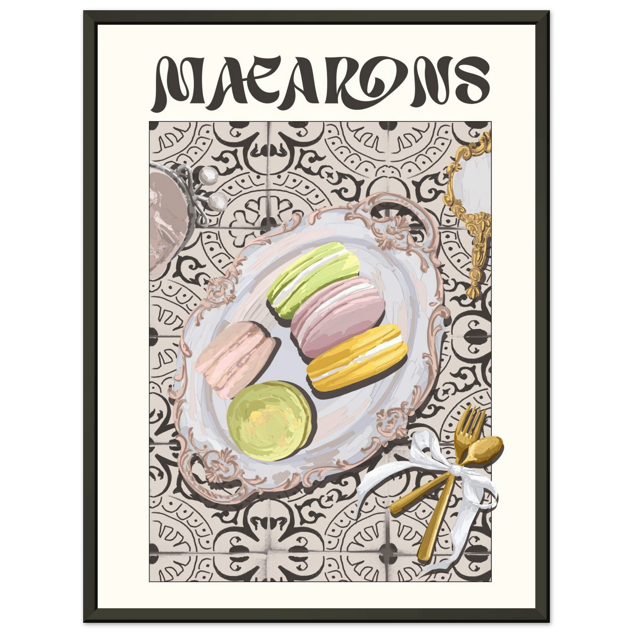 Macarons Poster – Playful French Patisserie Kitchen Wall Art Print (Digital & Printed Options) - Evergreen Posters