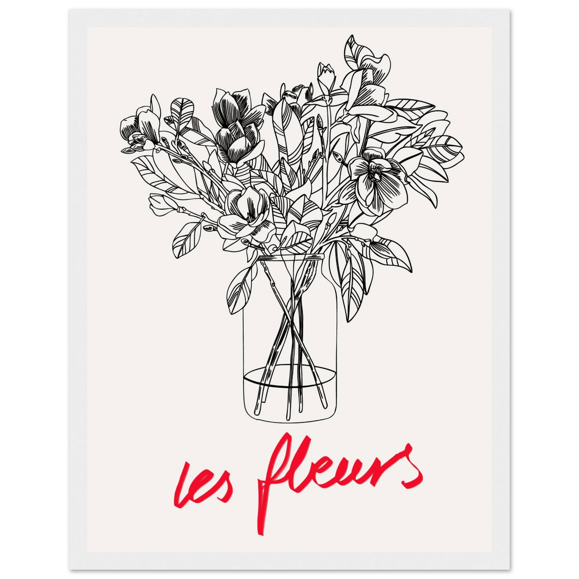 Les Fleurs Botanical Poster | French Flower Line Art Print | Minimalist Floral Wall Decor - Evergreen Posters